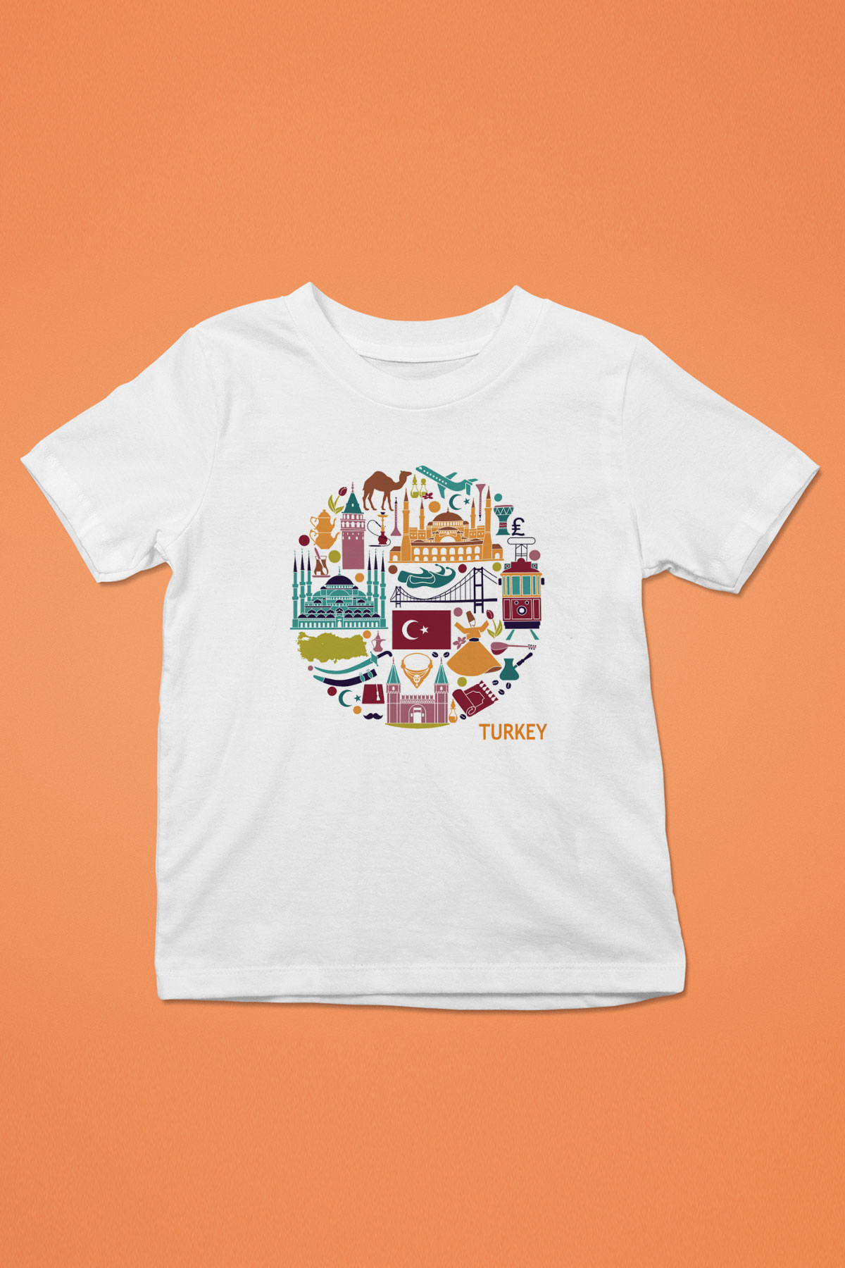 Türkiye Baskılı Beyaz Unisex Çocuk Tişört
