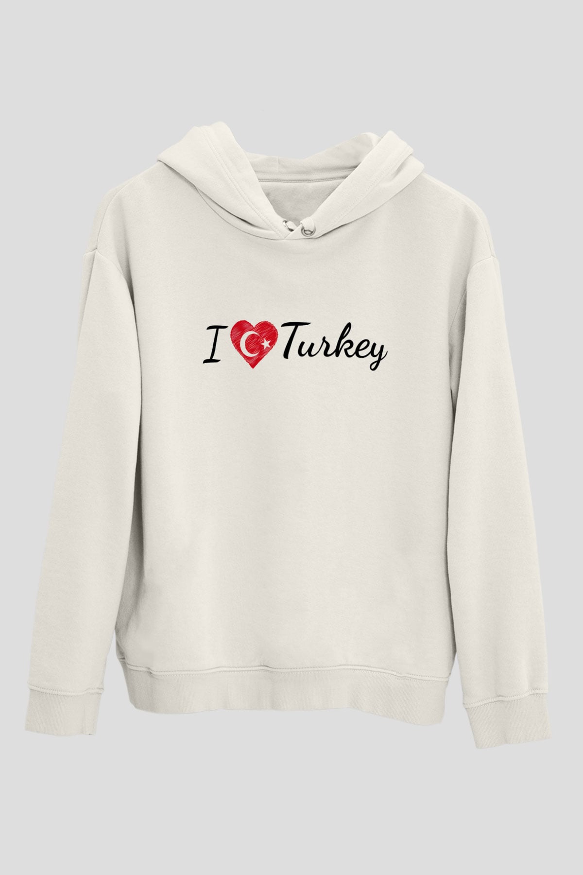 Türkiye Beyaz Unisex Kapşonlu Sweatshirt