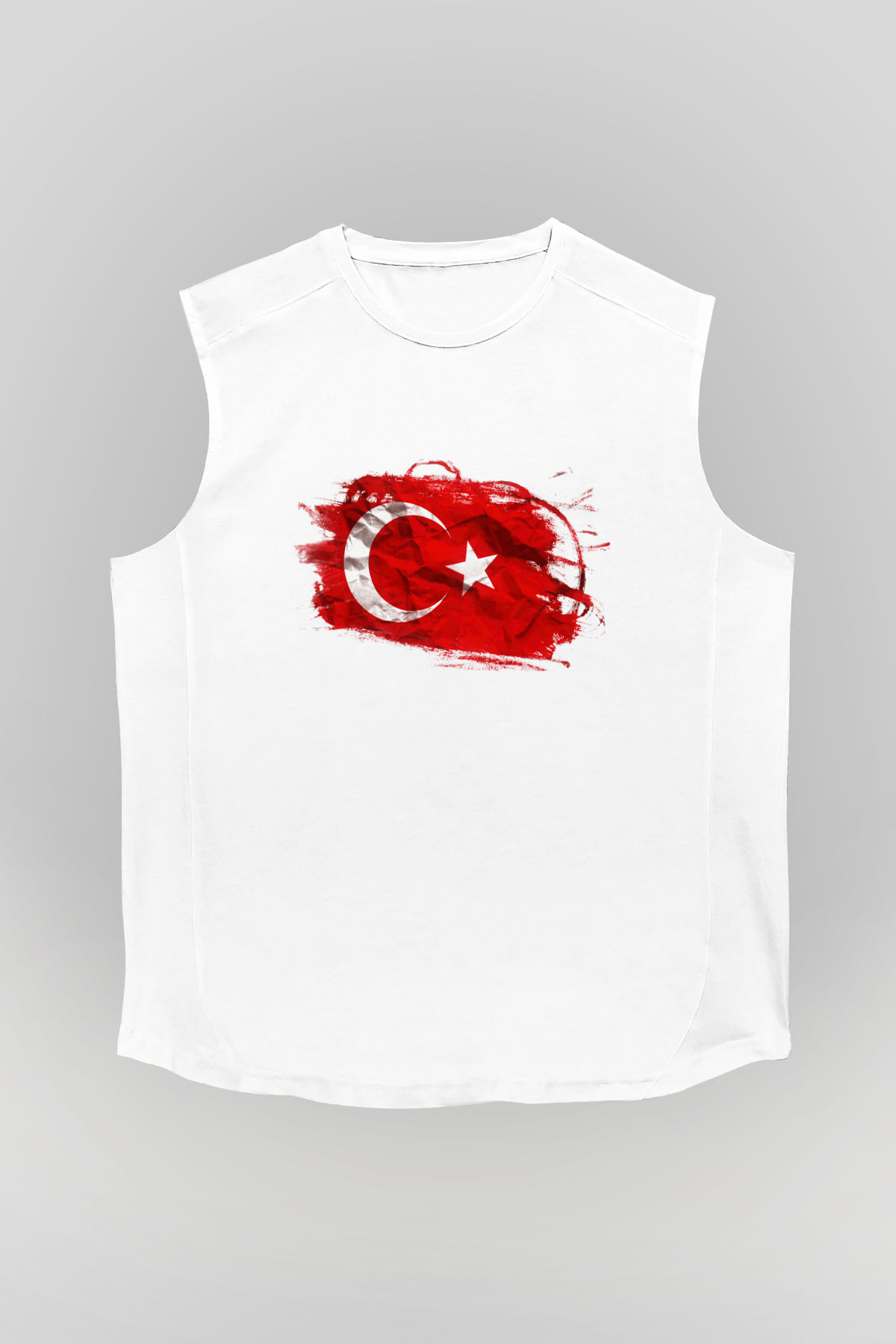 Türkiye Beyaz Unisex Kolsuz Tişört
