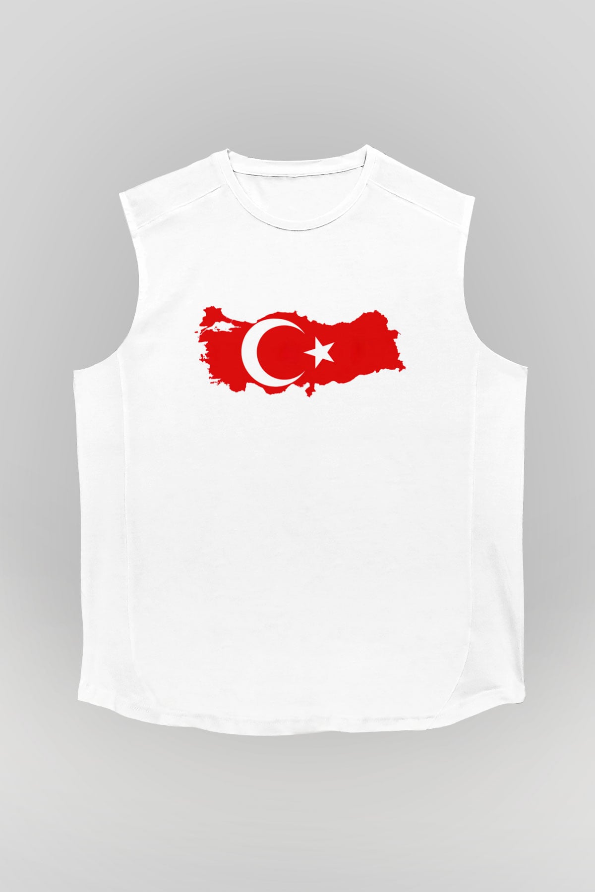 Türkiye Beyaz Unisex Kolsuz Tişört