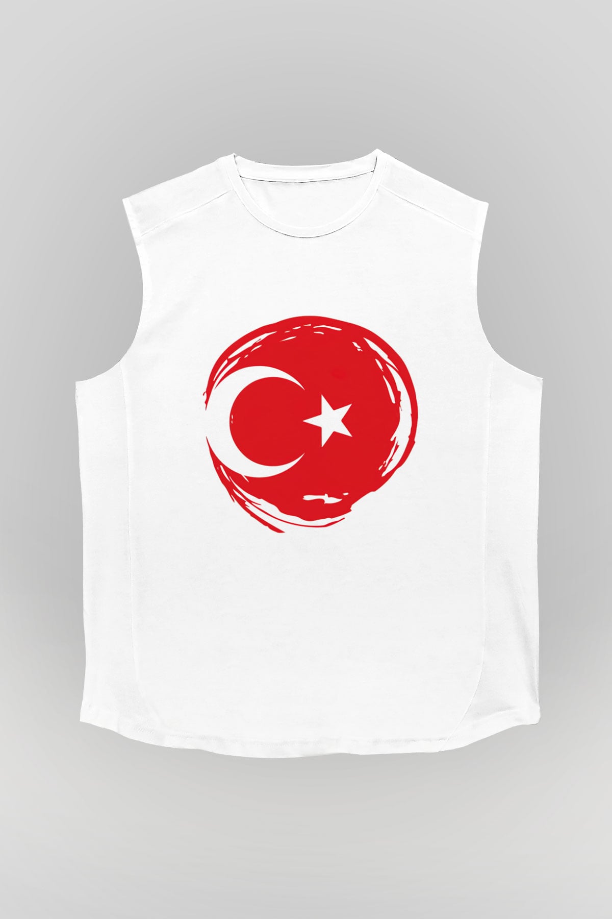 Türkiye Beyaz Unisex Kolsuz Tişört