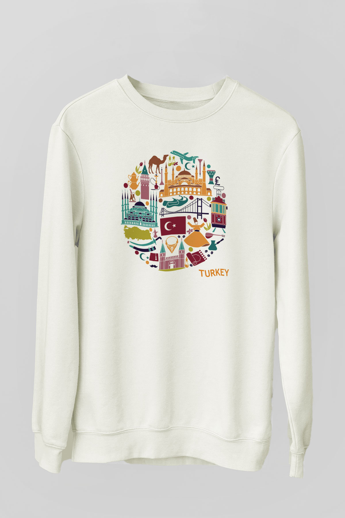 Türkiye Beyaz Unisex Sweatshirt