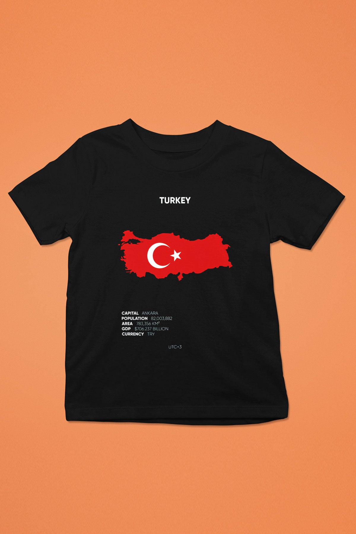 Türkiye Siyah Unisex Çocuk Tişört