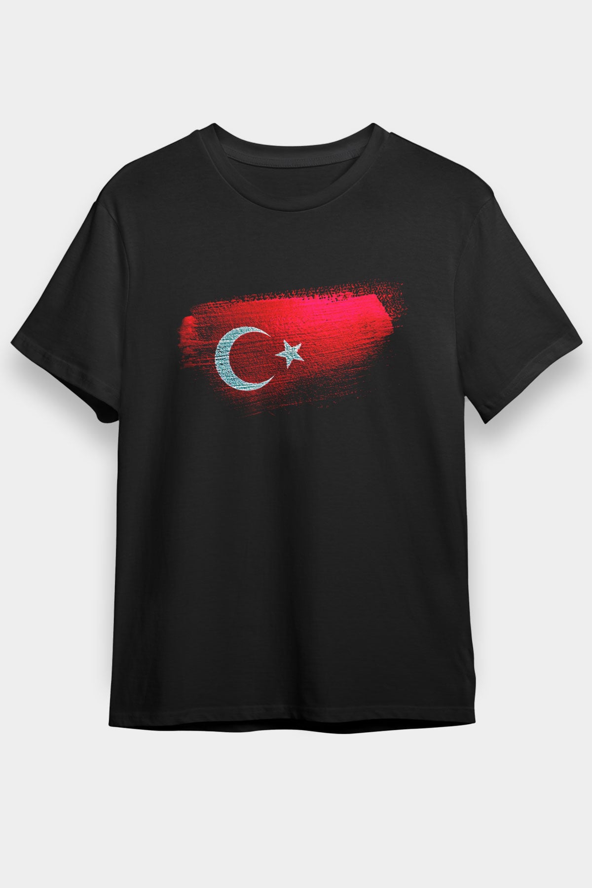 Türkiye - Turkey Bayrağı Baskılı Unisex Siyah Tişört
