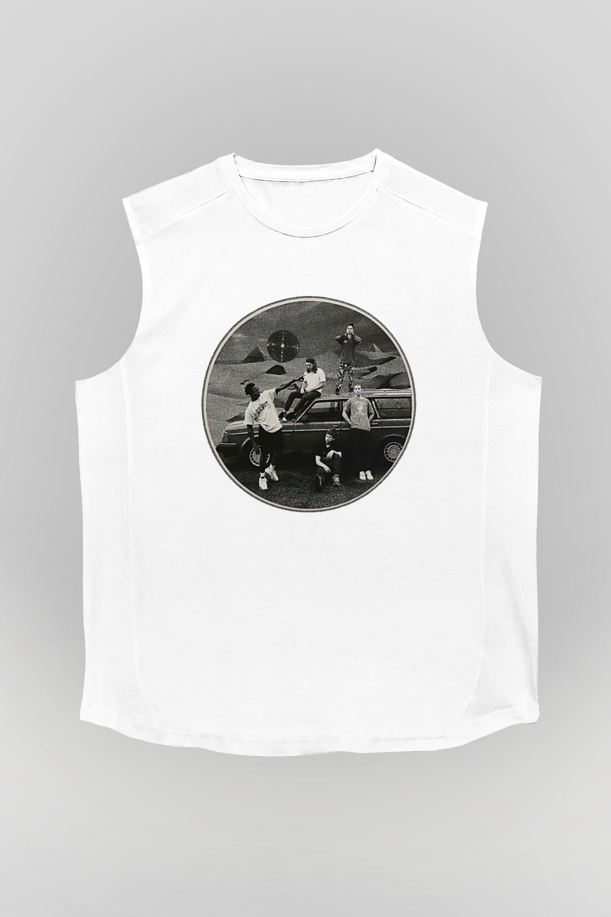 Turnstile Baskılı Beyaz Unisex Kolsuz Tişört - Tshirt