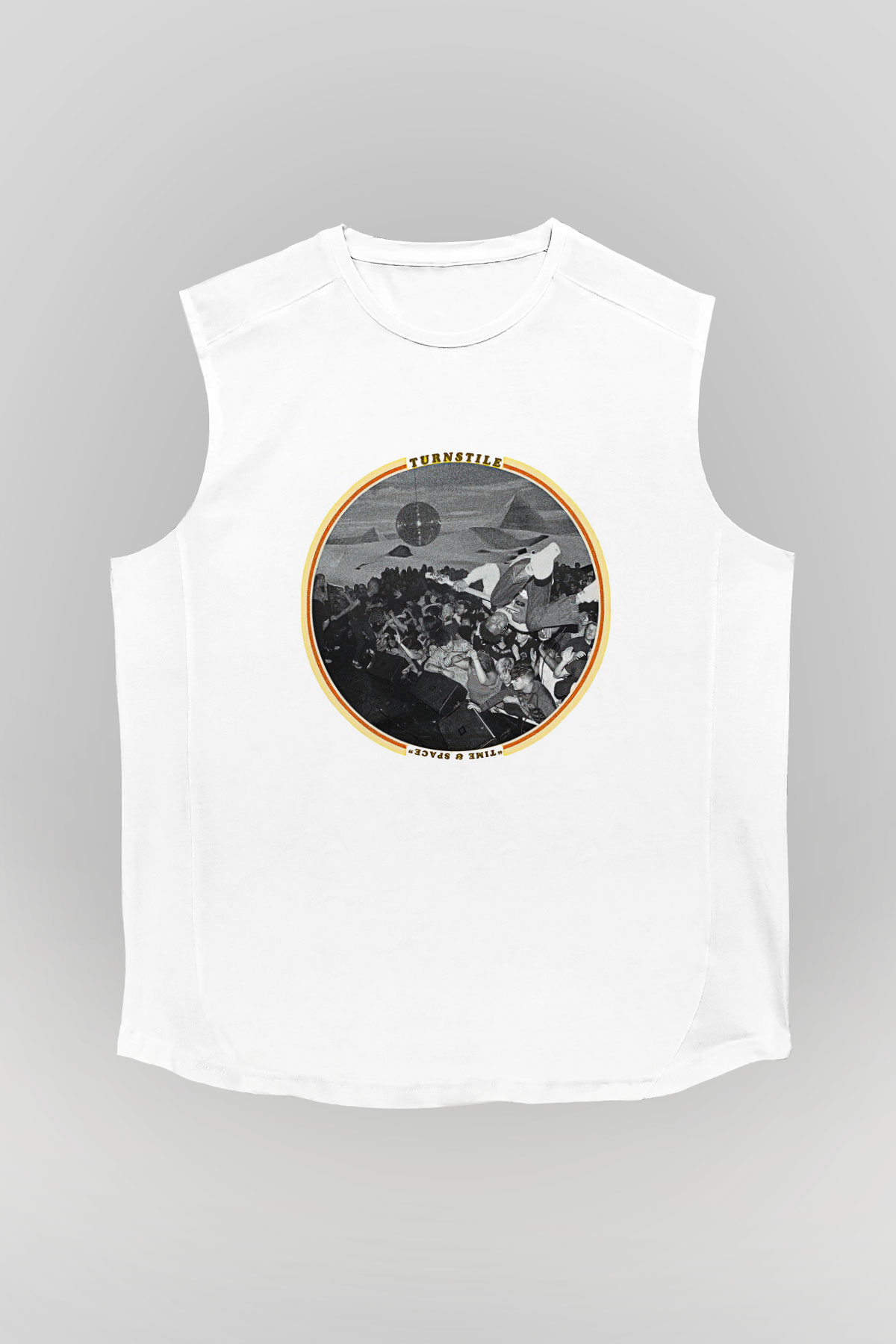 Turnstile Baskılı Beyaz Unisex Kolsuz Tişört - Tshirt