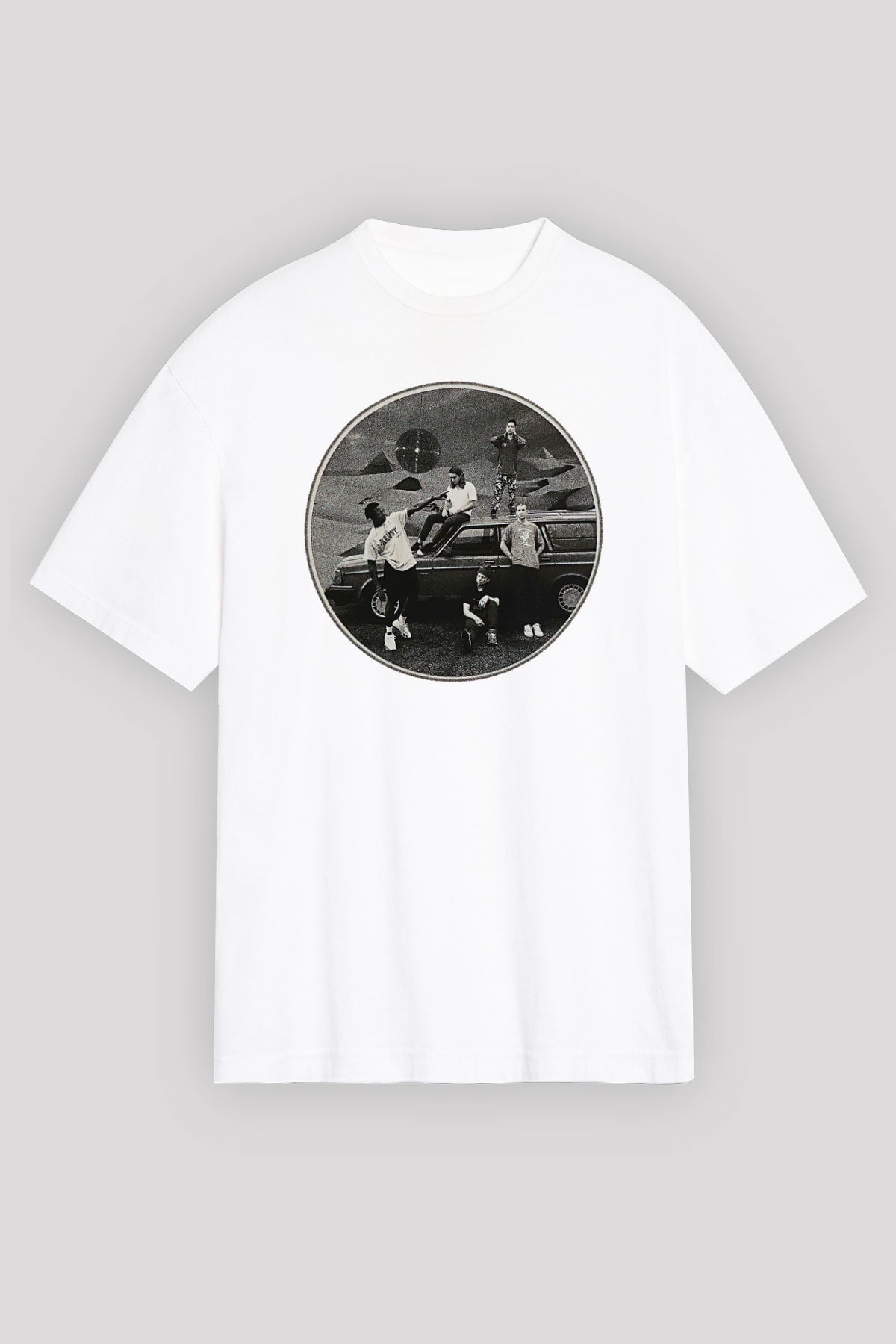 Turnstile Baskılı Beyaz Unisex Oversize Tişört - Tshirt