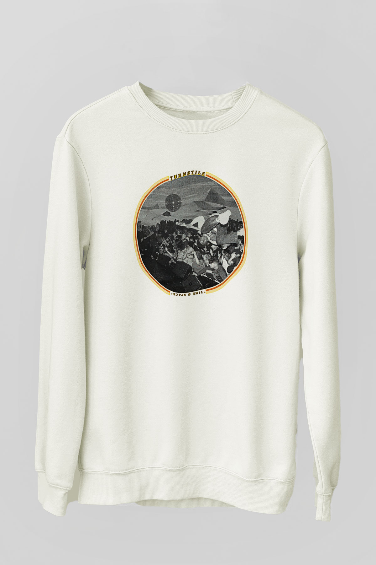 Turnstile Baskılı Beyaz Unisex Sweatshirt