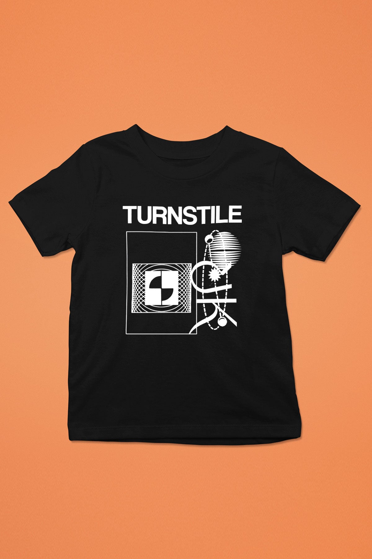 Turnstile Baskılı Unisex Siyah Çocuk Tişört - Tshirt