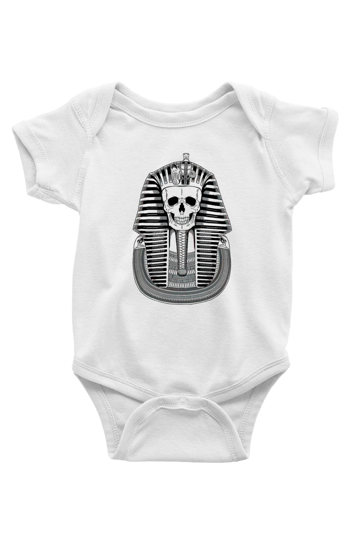 Tutankhamun Baskılı Beyaz Unisex Bebek Body - Zıbın