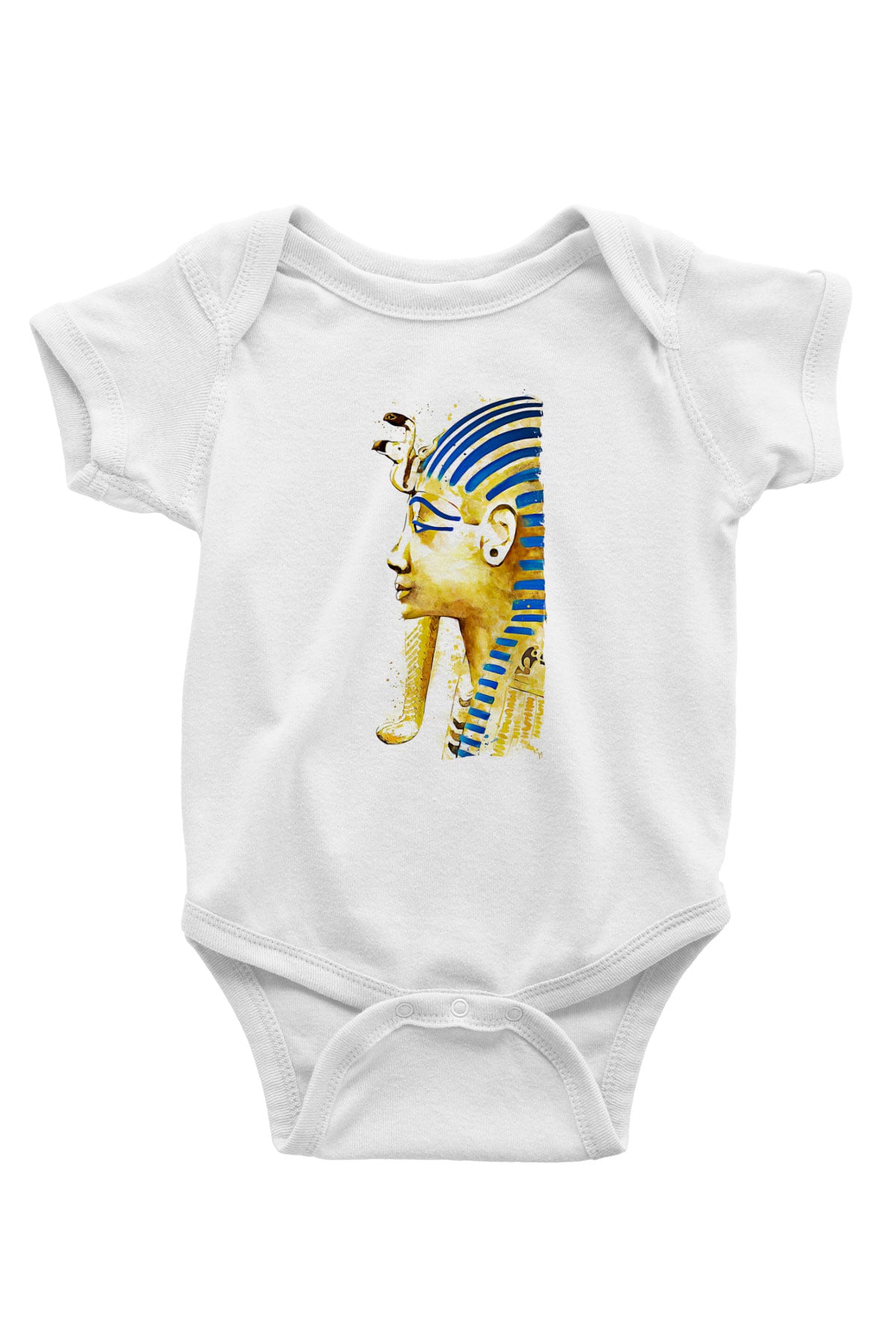 Tutankhamun Baskılı Beyaz Unisex Bebek Body - Zıbın