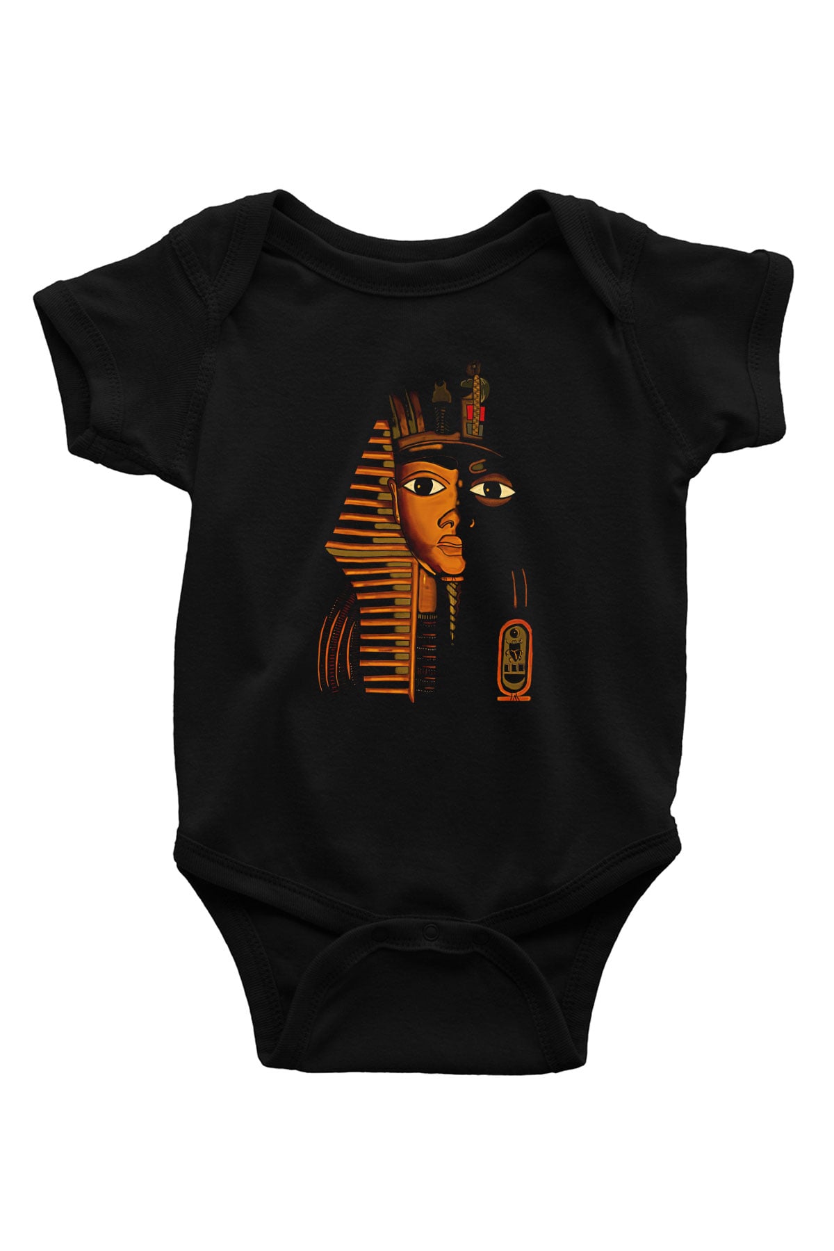 Tutankhamun Baskılı Unisex Siyah Bebek Body - Zıbın