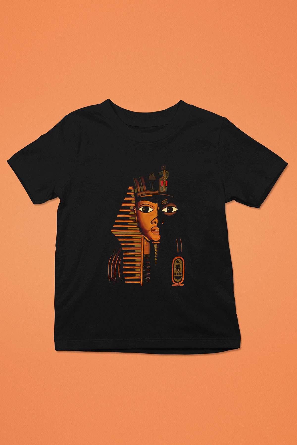 Tutankhamun Baskılı Unisex Siyah Çocuk Tişört - Tshirt