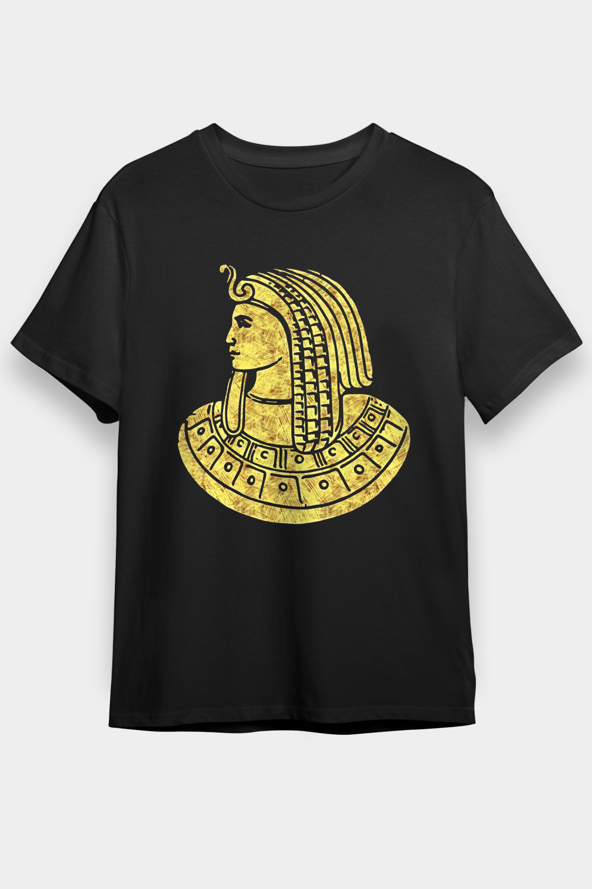 Tutankhamun Baskılı Unisex Siyah Tişört - Tshirt