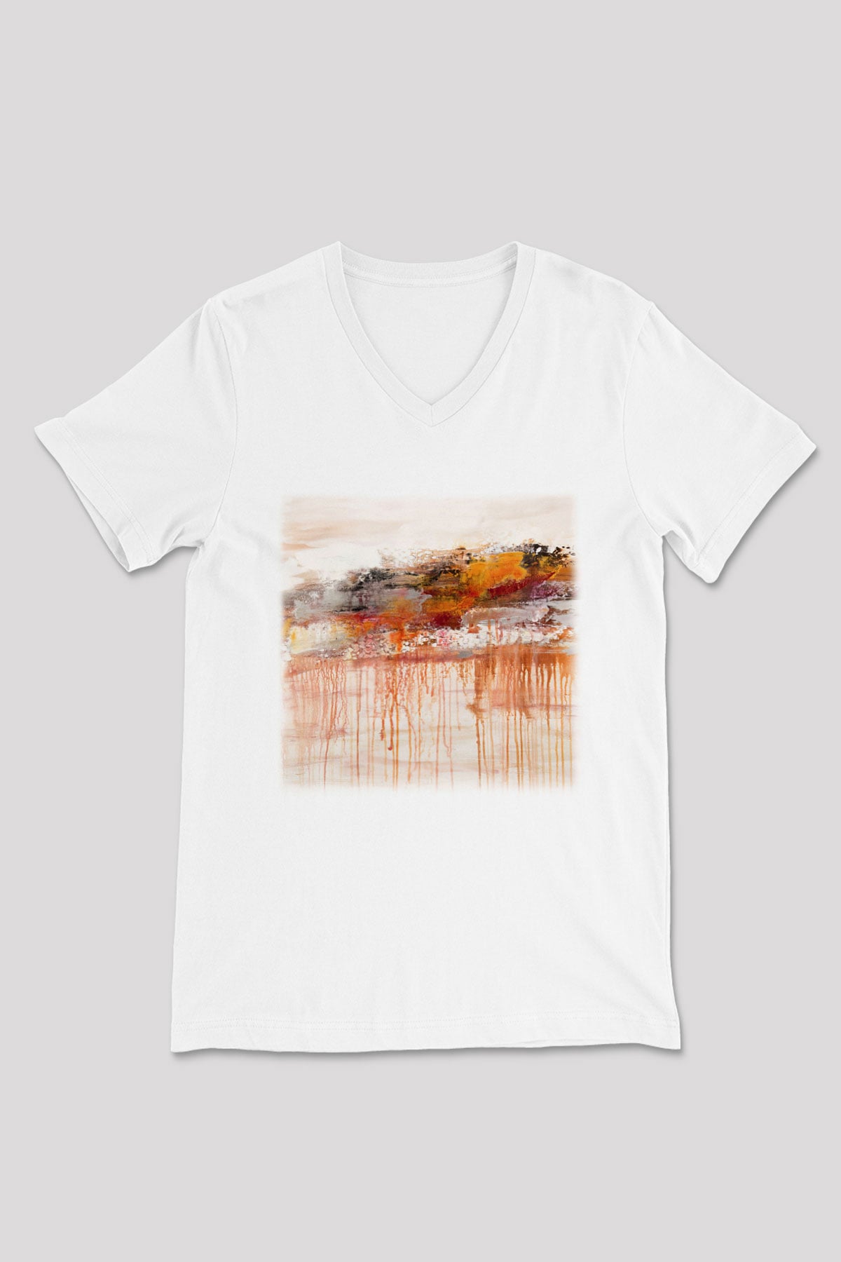 Tuval Beyaz Unisex V Yaka Tişört T-Shirt