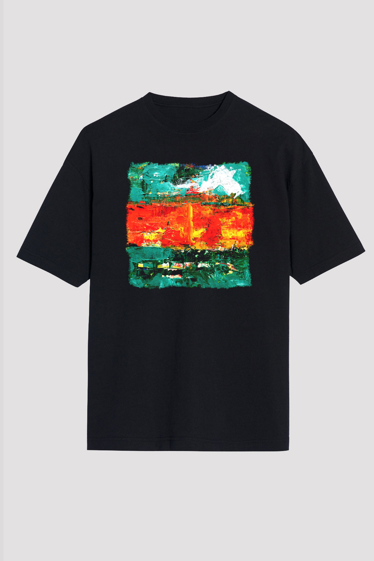 Tuval Siyah Unisex Oversize Tişört T-Shirt