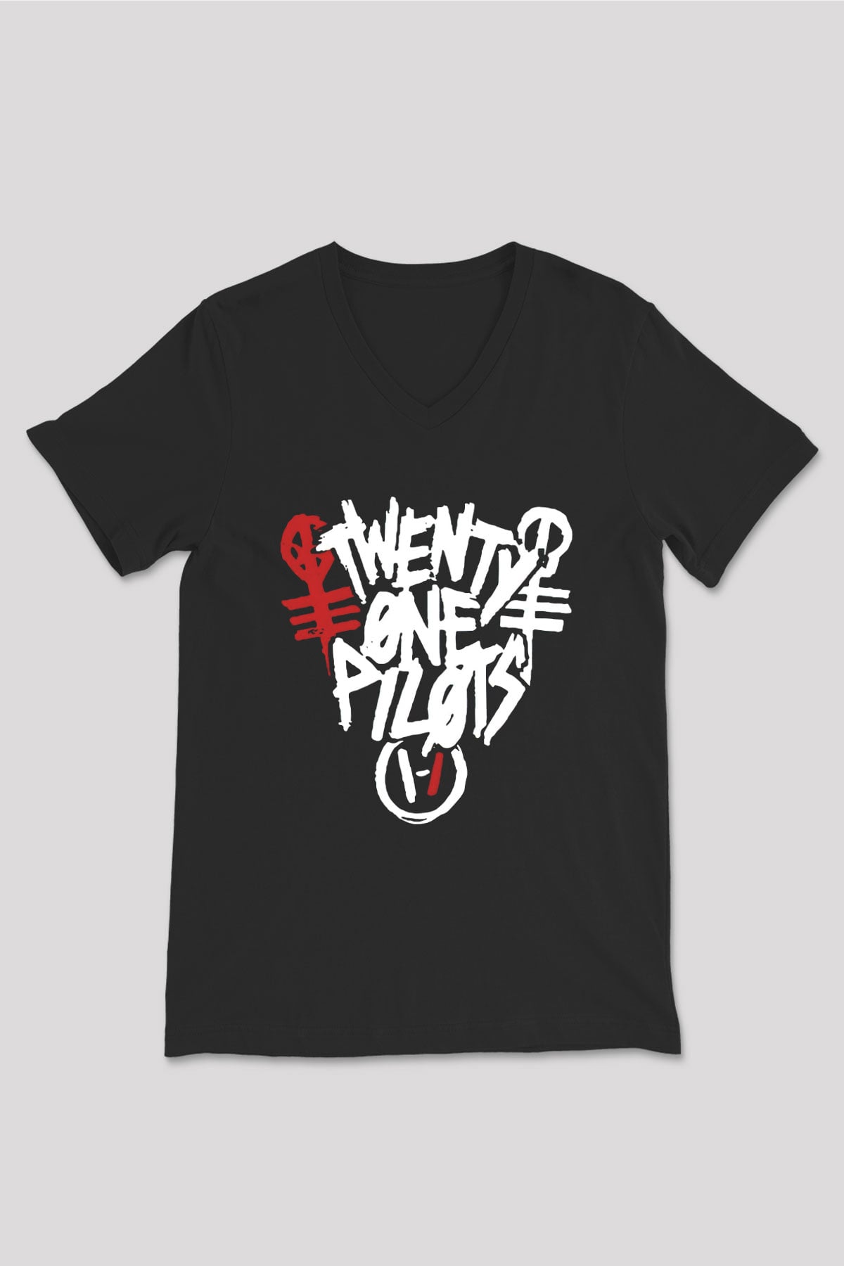 Twenty One Pilots Siyah Unisex V Yaka Tişört T-Shirt