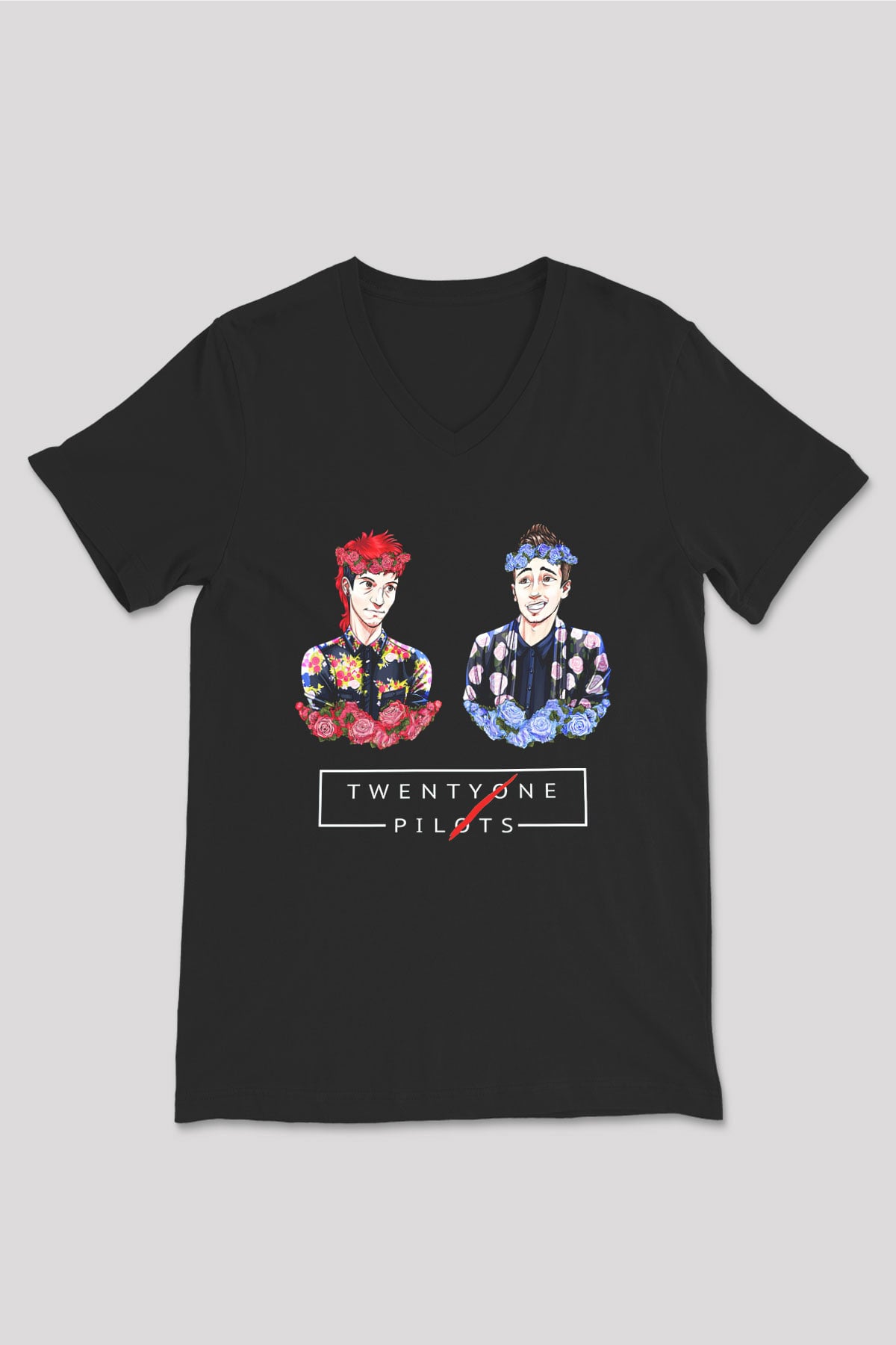 Twenty One Pilots Siyah Unisex V Yaka Tişört T-Shirt