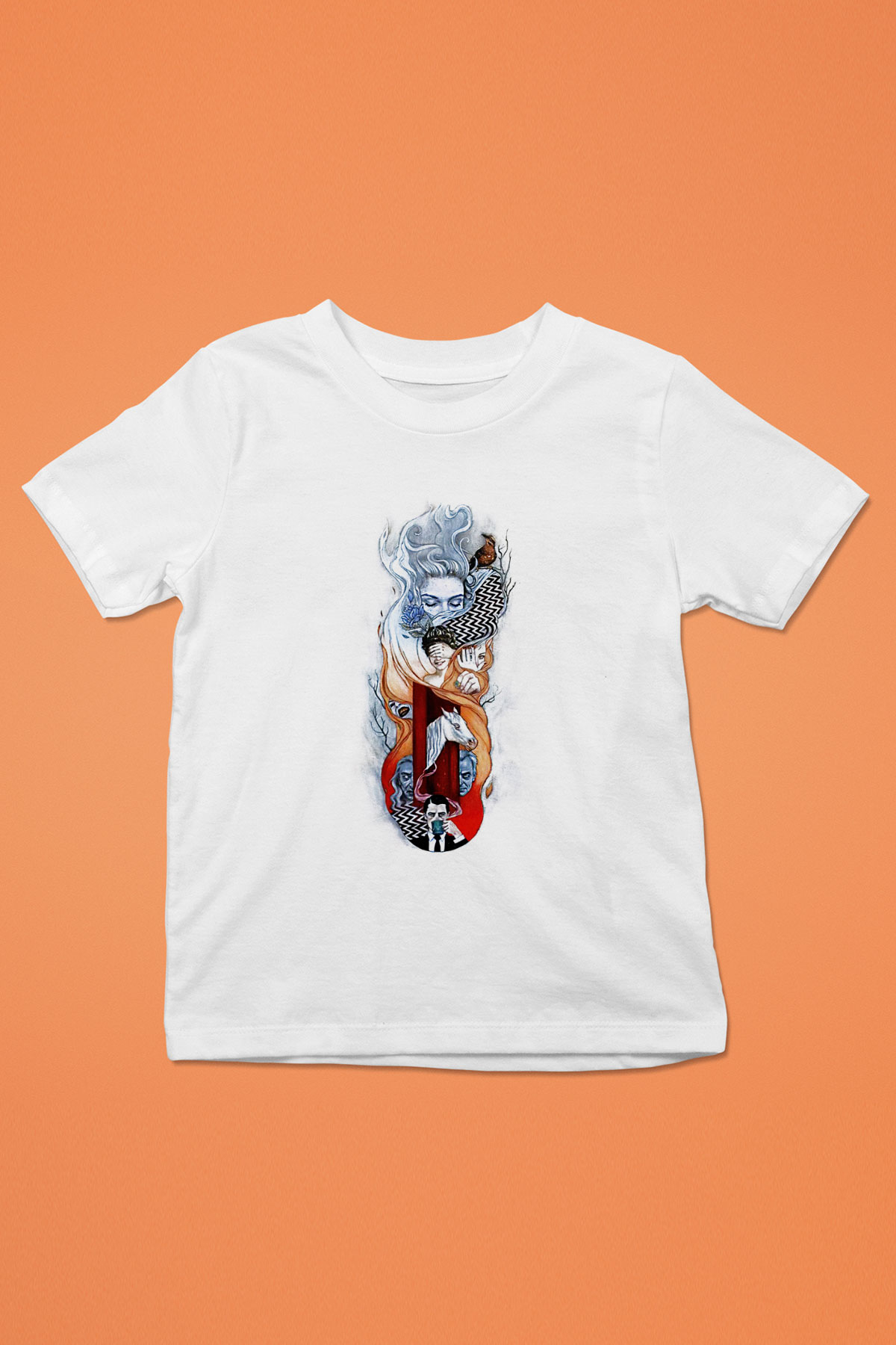 Twin Peaks Baskılı Beyaz Unisex Çocuk Tişört