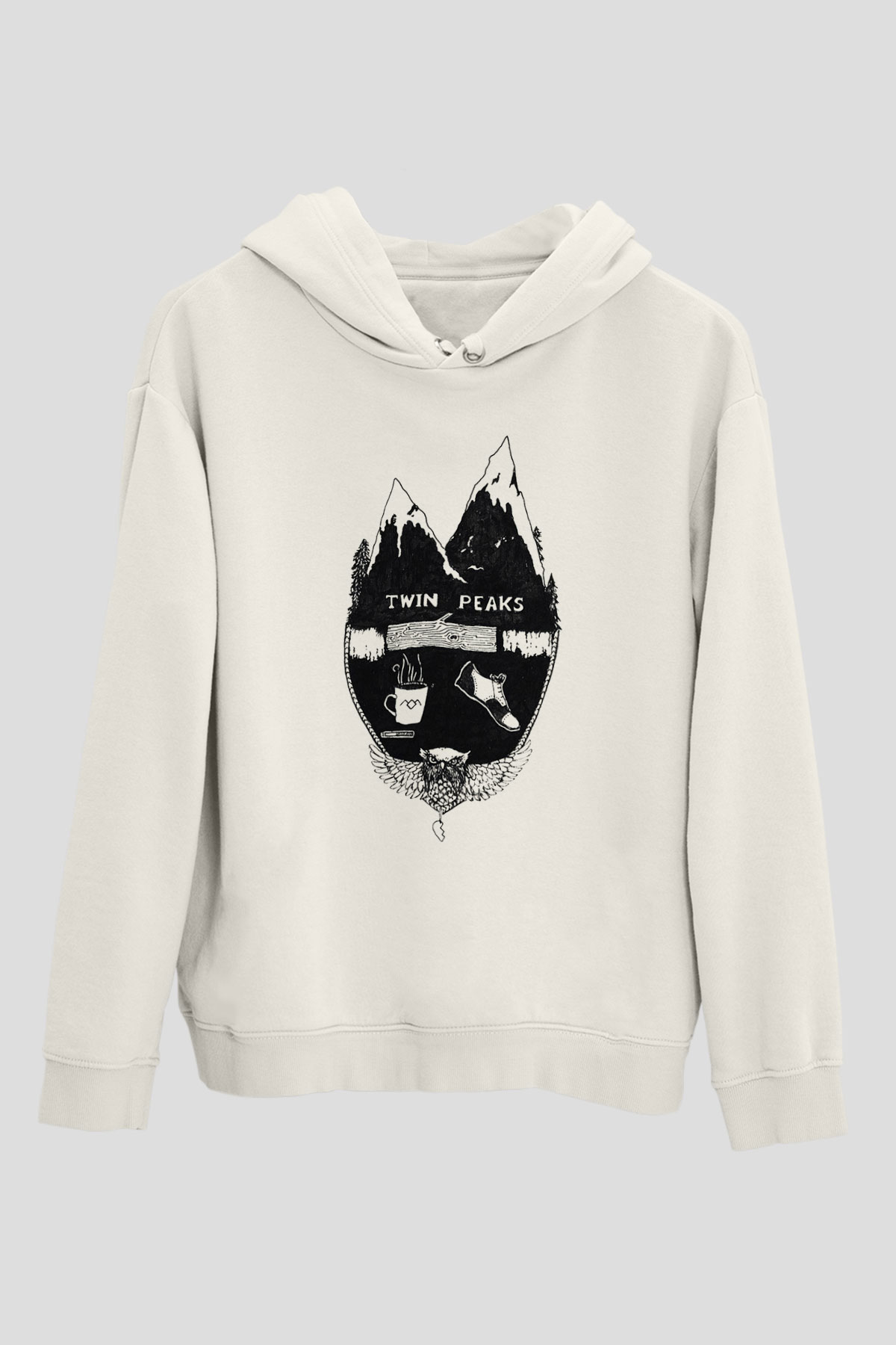 Twin Peaks Beyaz Unisex Kapşonlu Sweatshirt