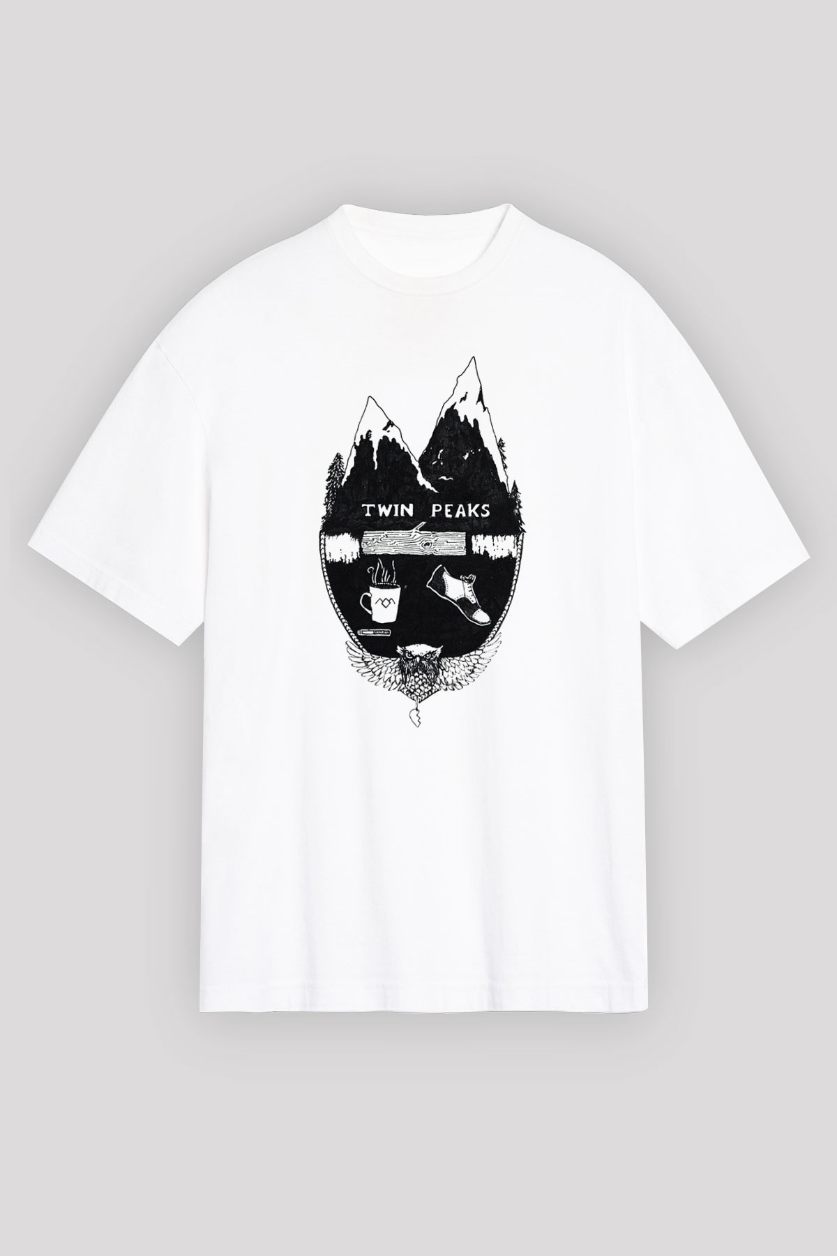 Twin Peaks Beyaz Unisex Oversize Tişört T-Shirt
