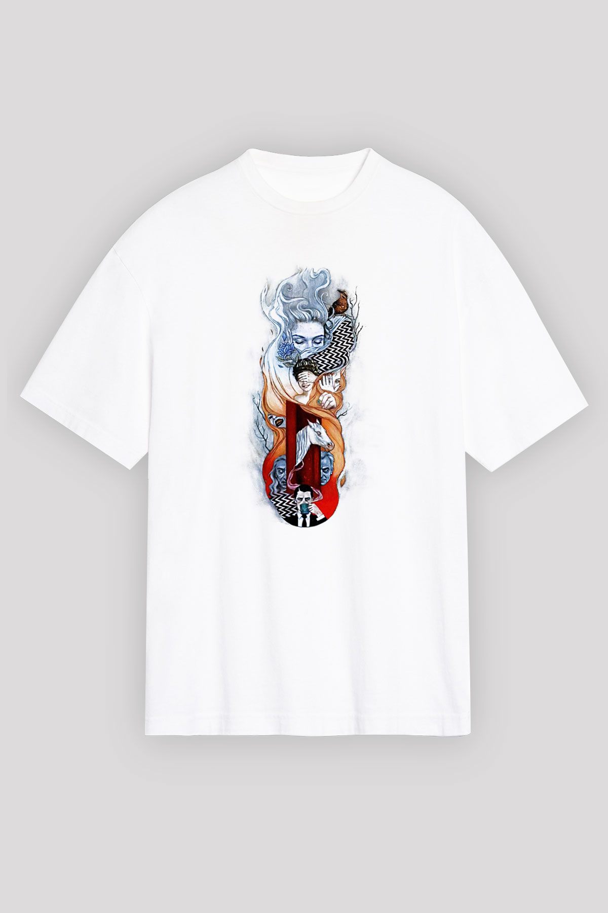 Twin Peaks Beyaz Unisex Oversize Tişört T-Shirt
