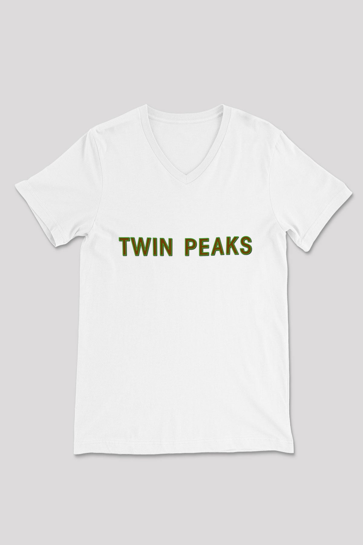Twin Peaks Beyaz Unisex V Yaka Tişört T-Shirt