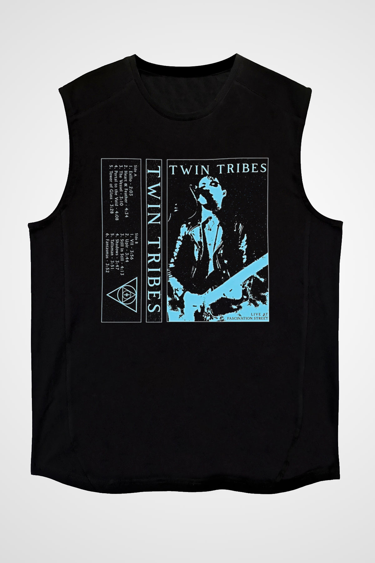Twin Tribes Baskılı Unisex Siyah Kolsuz Tişört - Tshirt