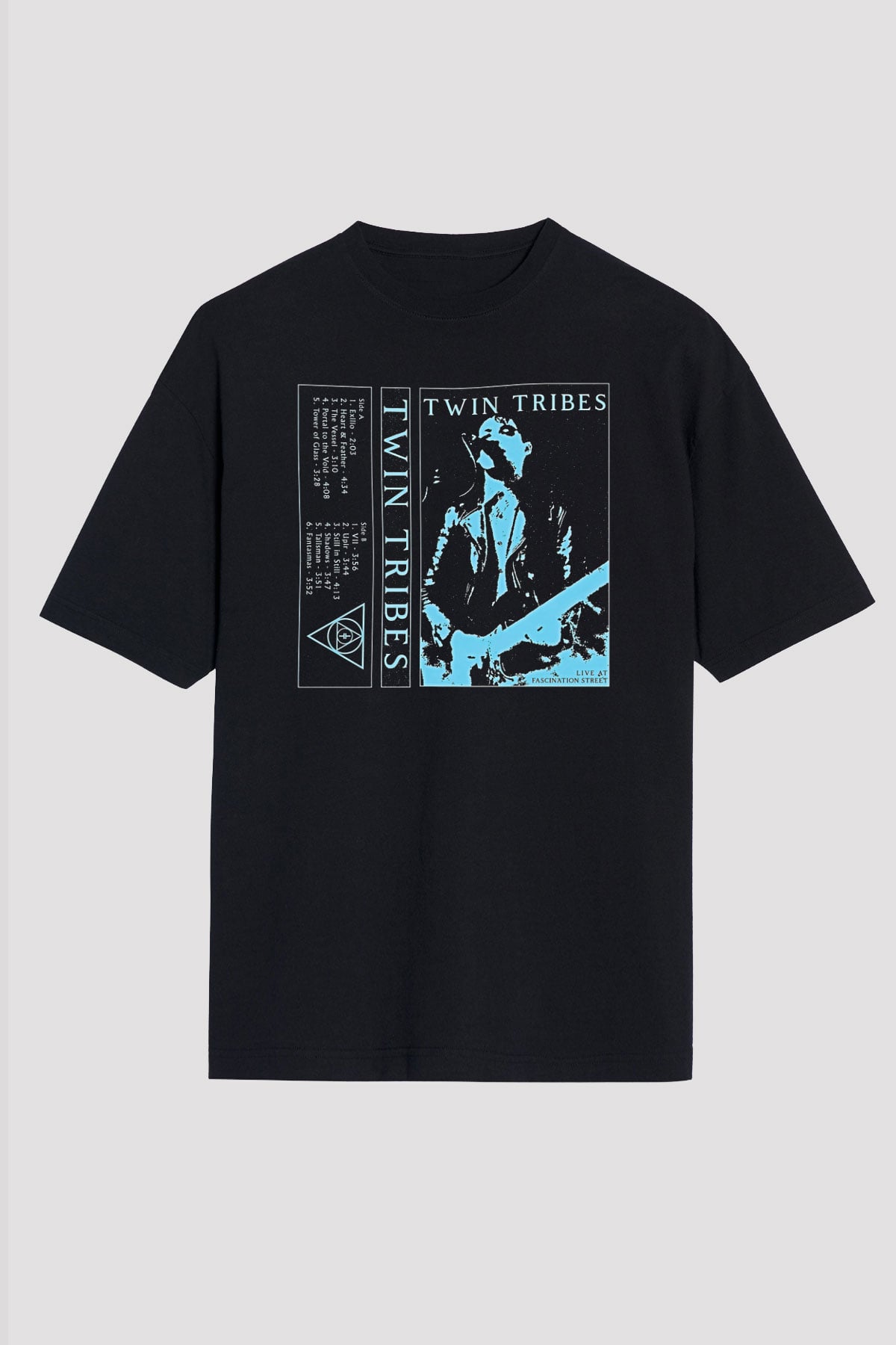 Twin Tribes Baskılı Unisex Siyah Oversize Tişört - Tshirt