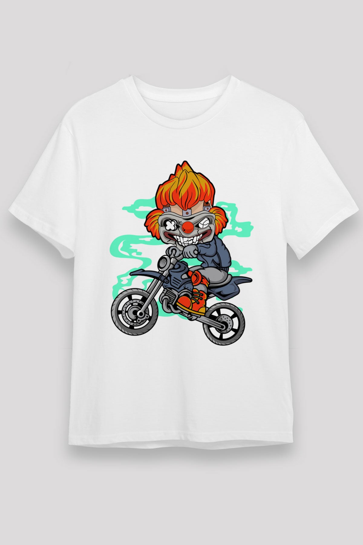 Twisted Metal Motocross Baskılı Beyaz Unisex Tişört