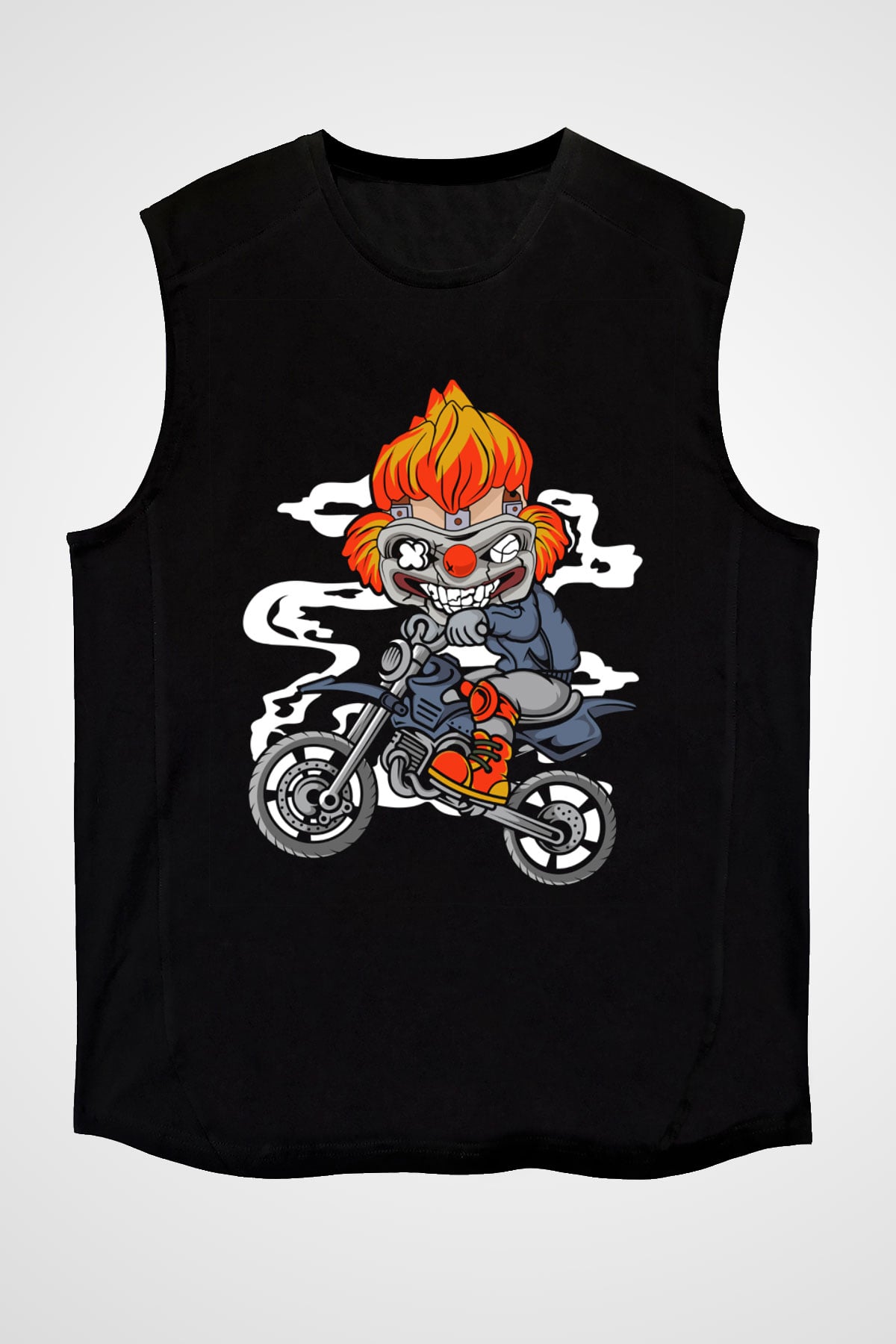 Twisted Metal Motocross Baskılı Siyah Unisex Kolsuz Tişört