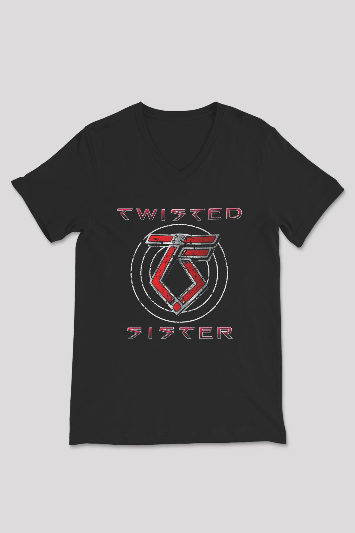 Twisted Sister Siyah Unisex V Yaka Tişört T-Shirt