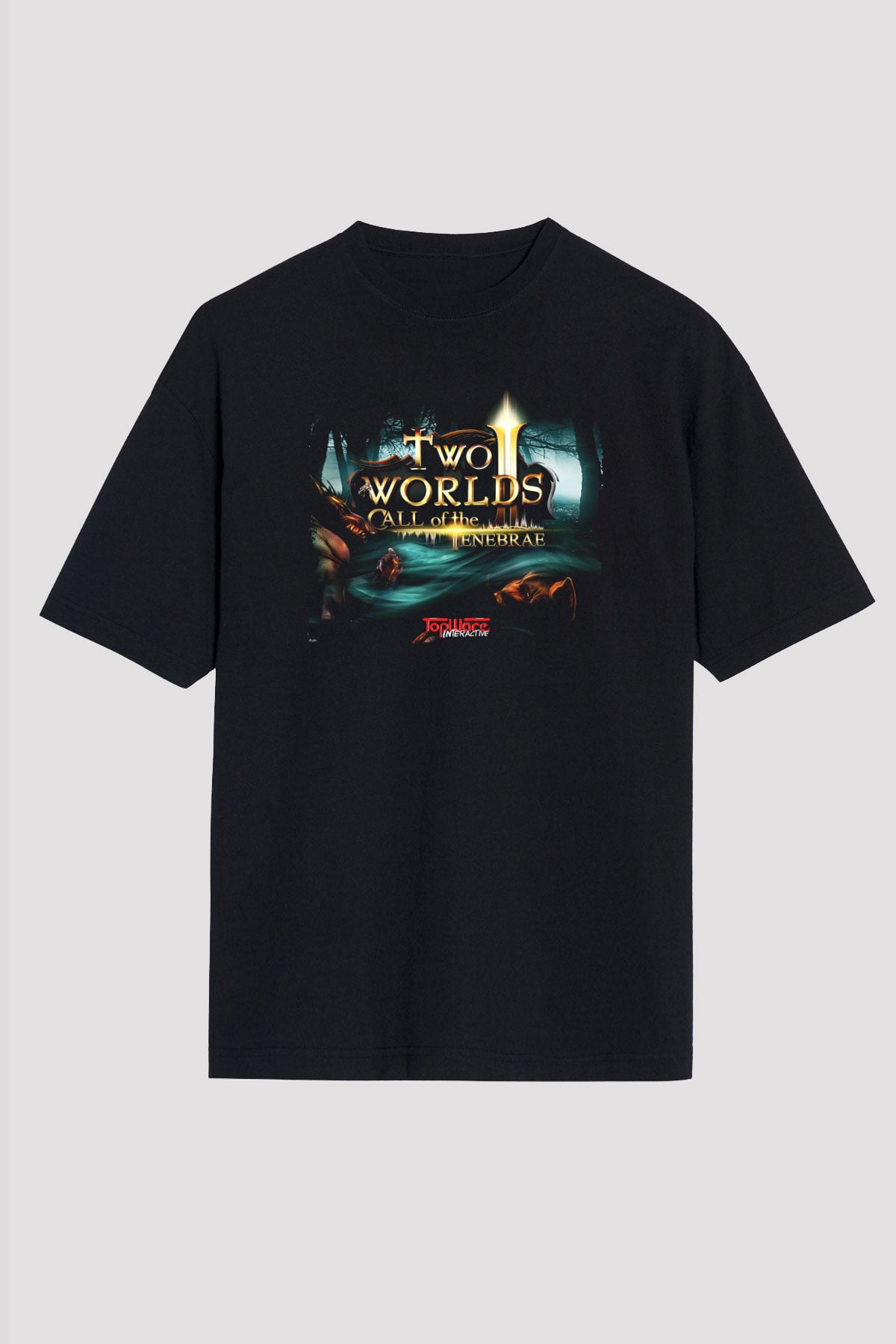 Two Worlds Siyah Unisex Tişört T-Shirt
