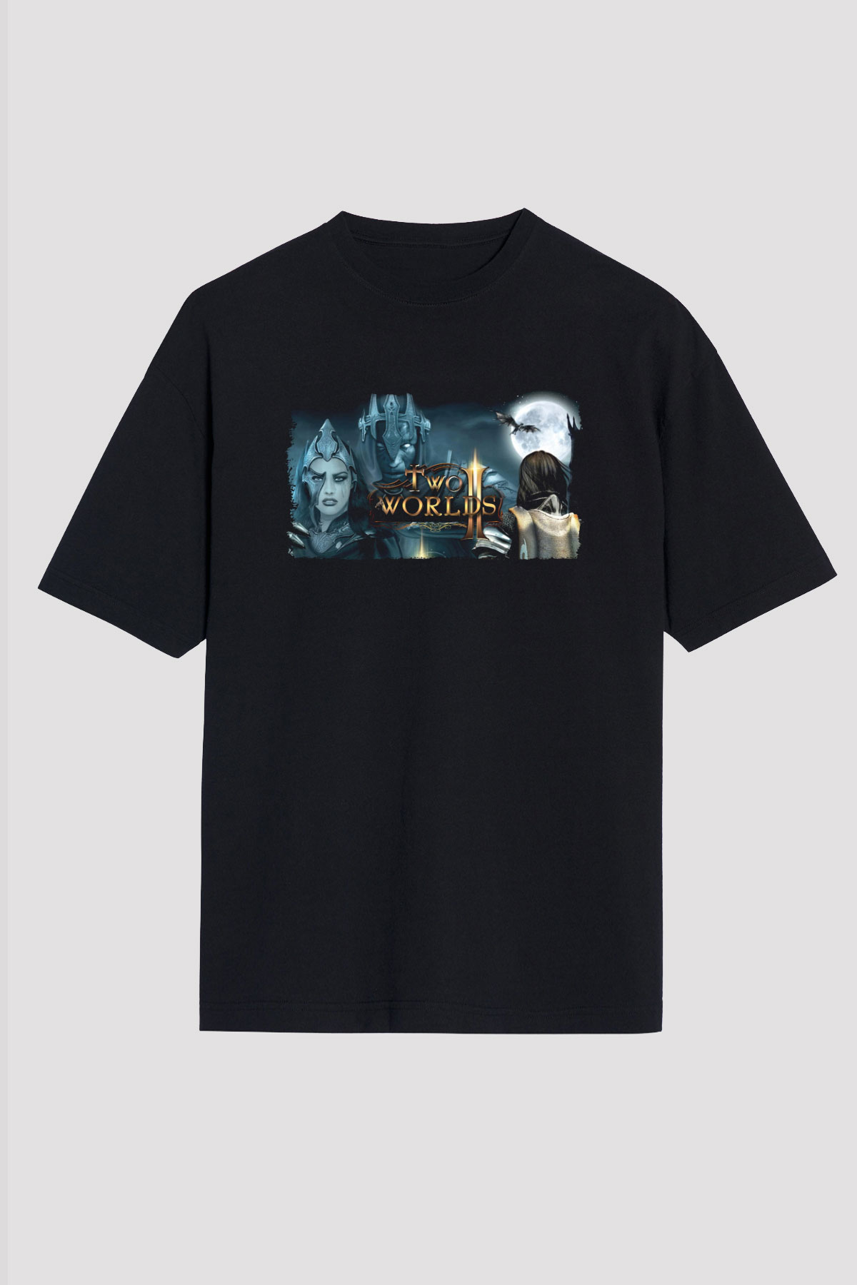 Two Worlds Siyah Unisex Tişört T-Shirt