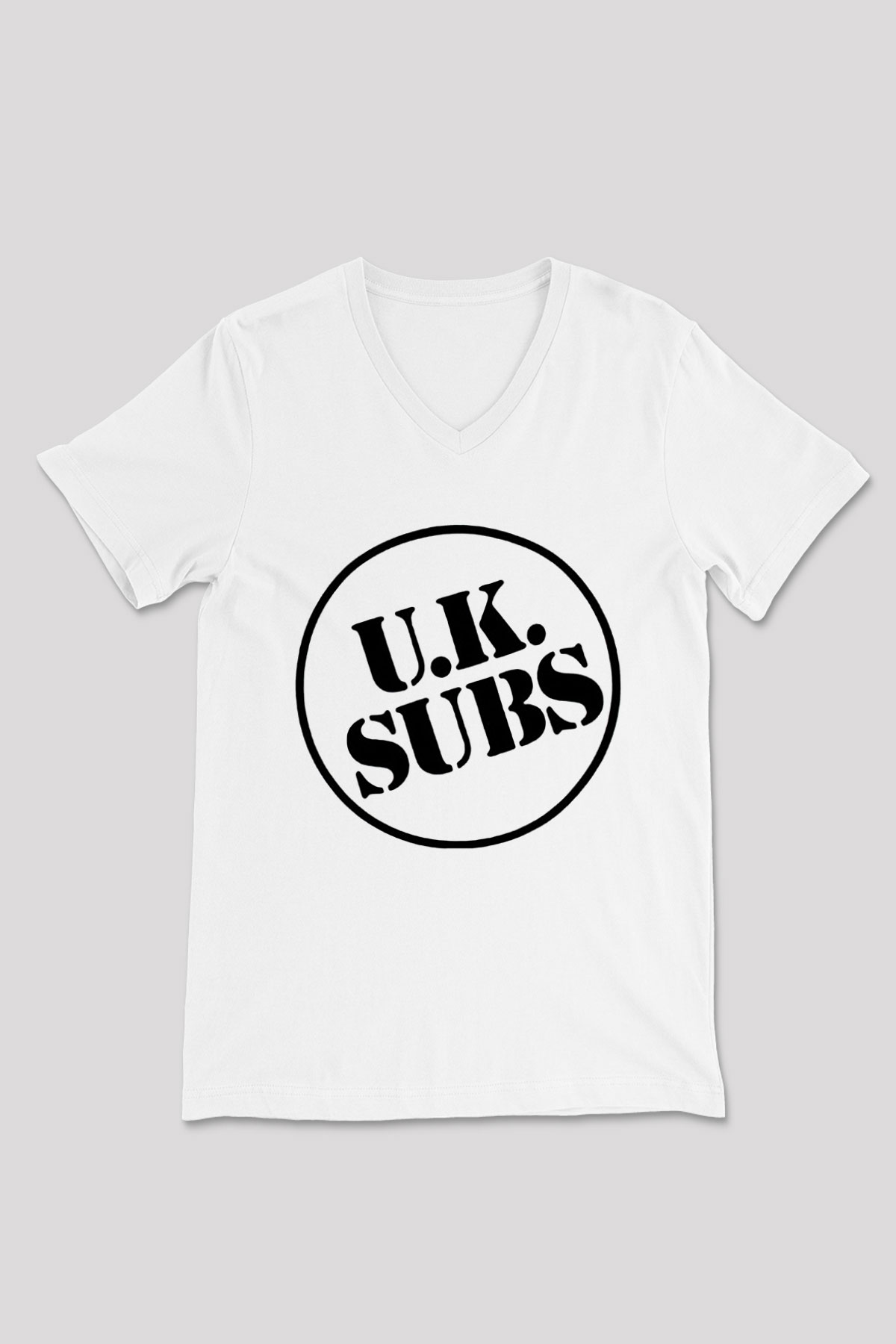 U.K. Subs Beyaz Unisex V Yaka Tişört T-Shirt