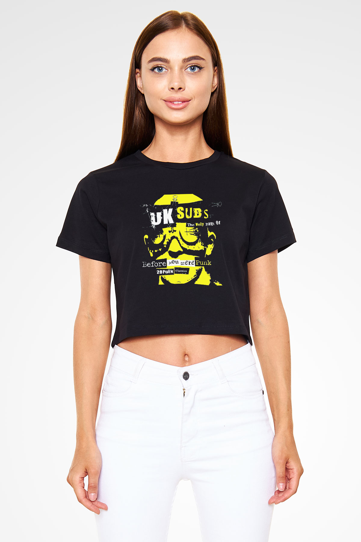 U.K. Subs Siyah Crop Top Tişört