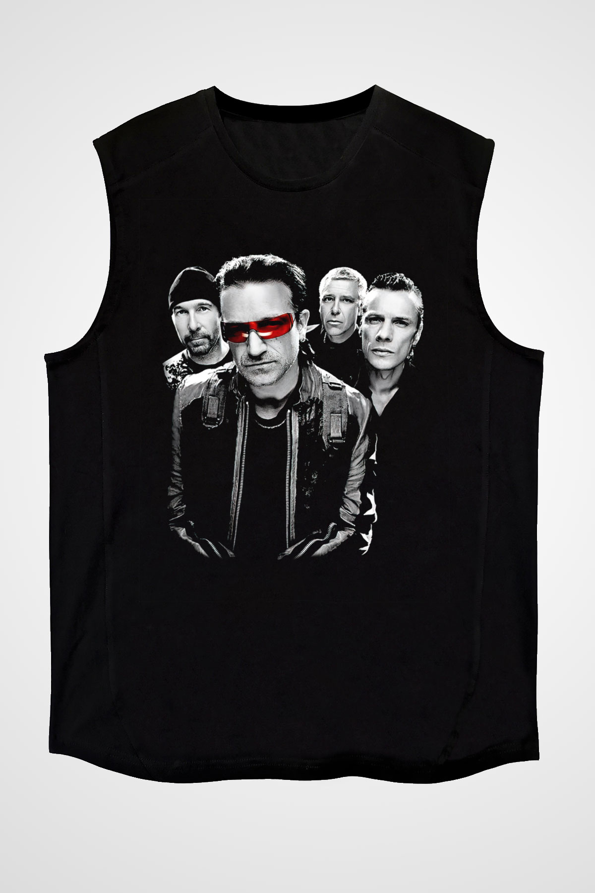 U2 Siyah Unisex Kolsuz Tişört
