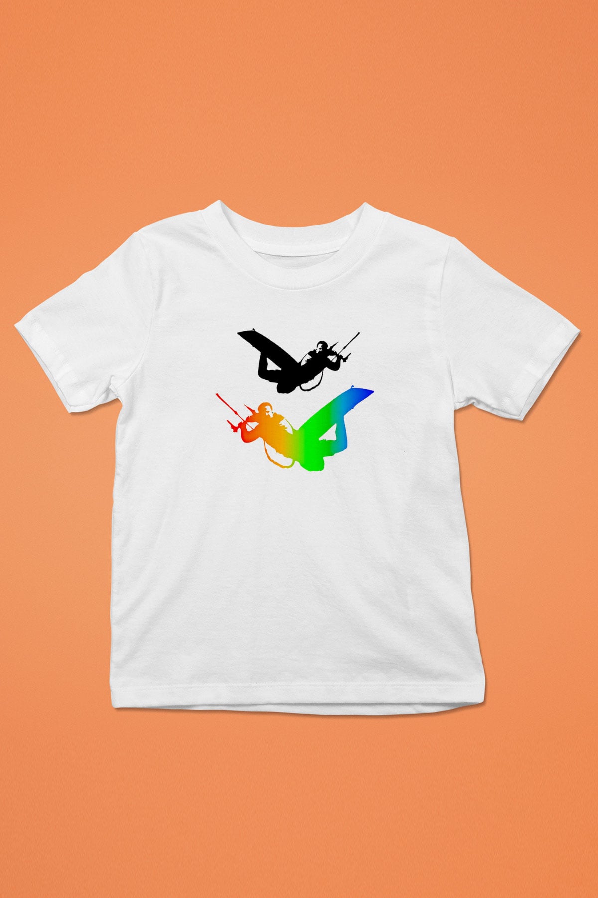 Uçurtma Kayağı Baskılı Unisex Beyaz Çocuk Tişört - Tshirt