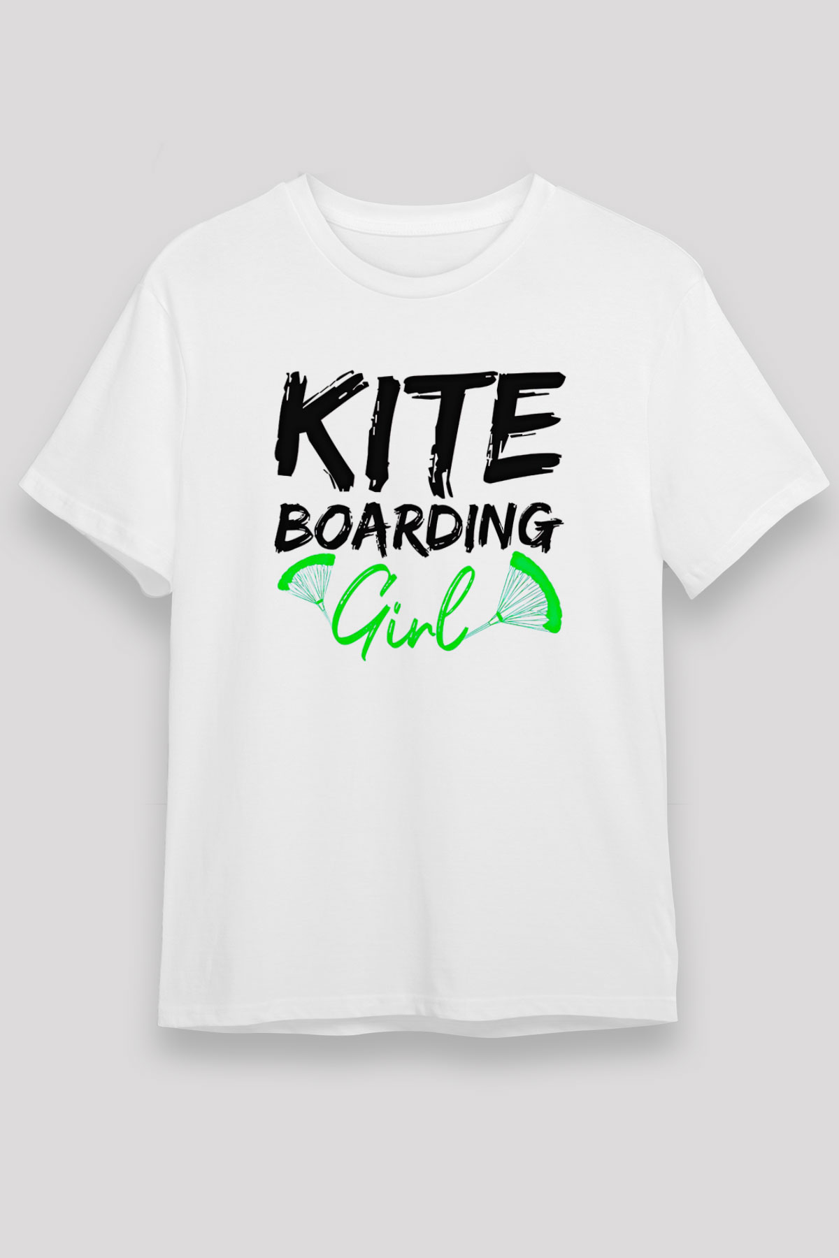 Uçurtma Kayağı Baskılı Unisex Beyaz Tişört - Tshirt