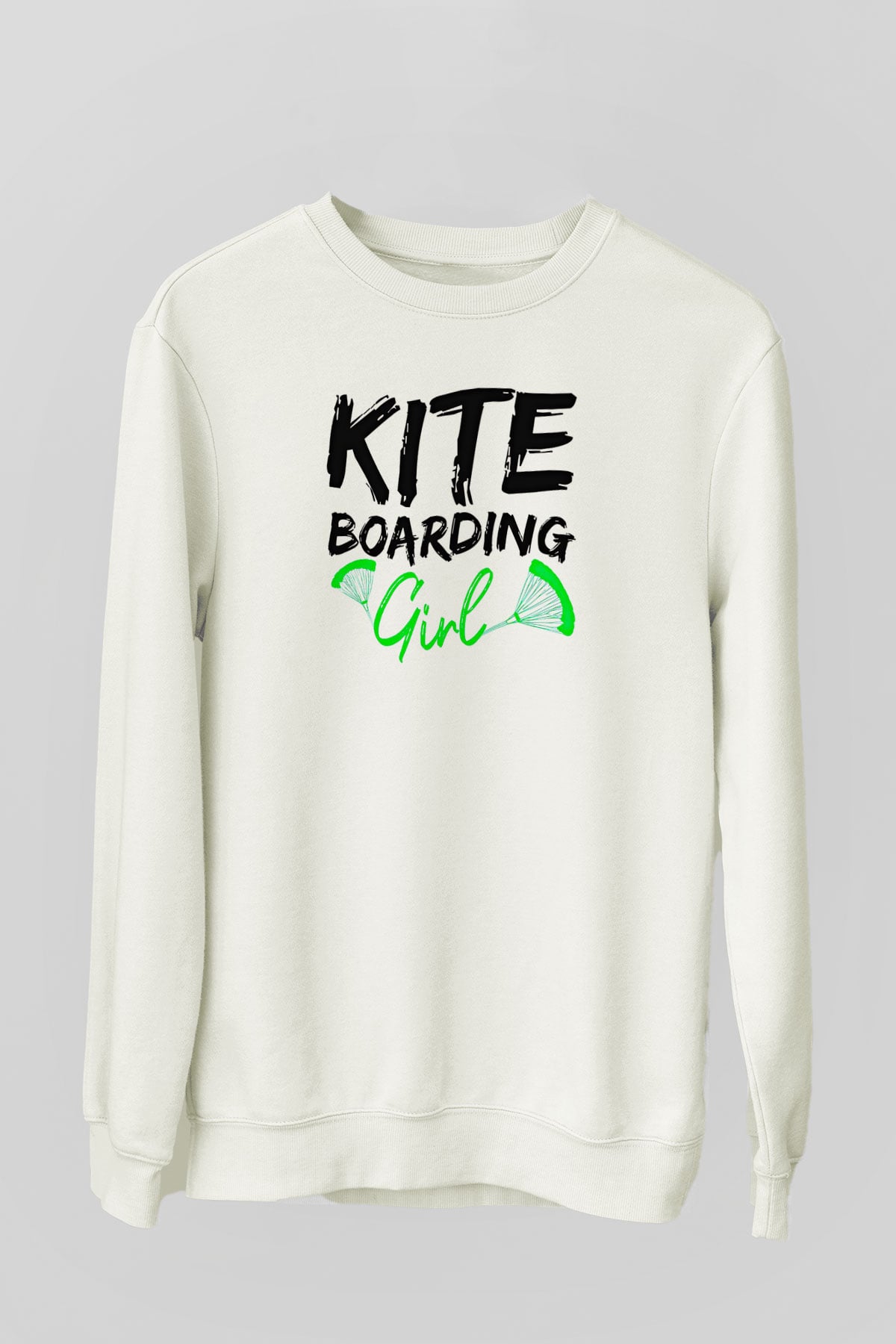 Uçurtma Kayağı Baskılı Unisex Ekru Sweatshirt