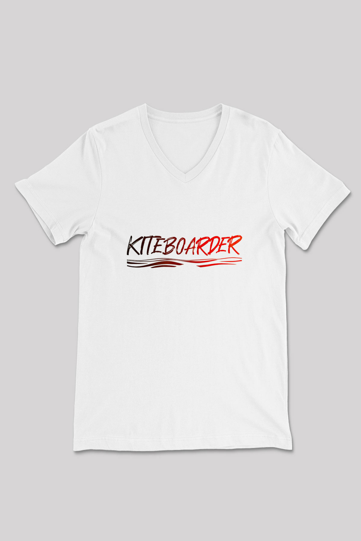 Uçurtma Kayağı Baskılı Unisex V Yaka Tişört - Tshirt