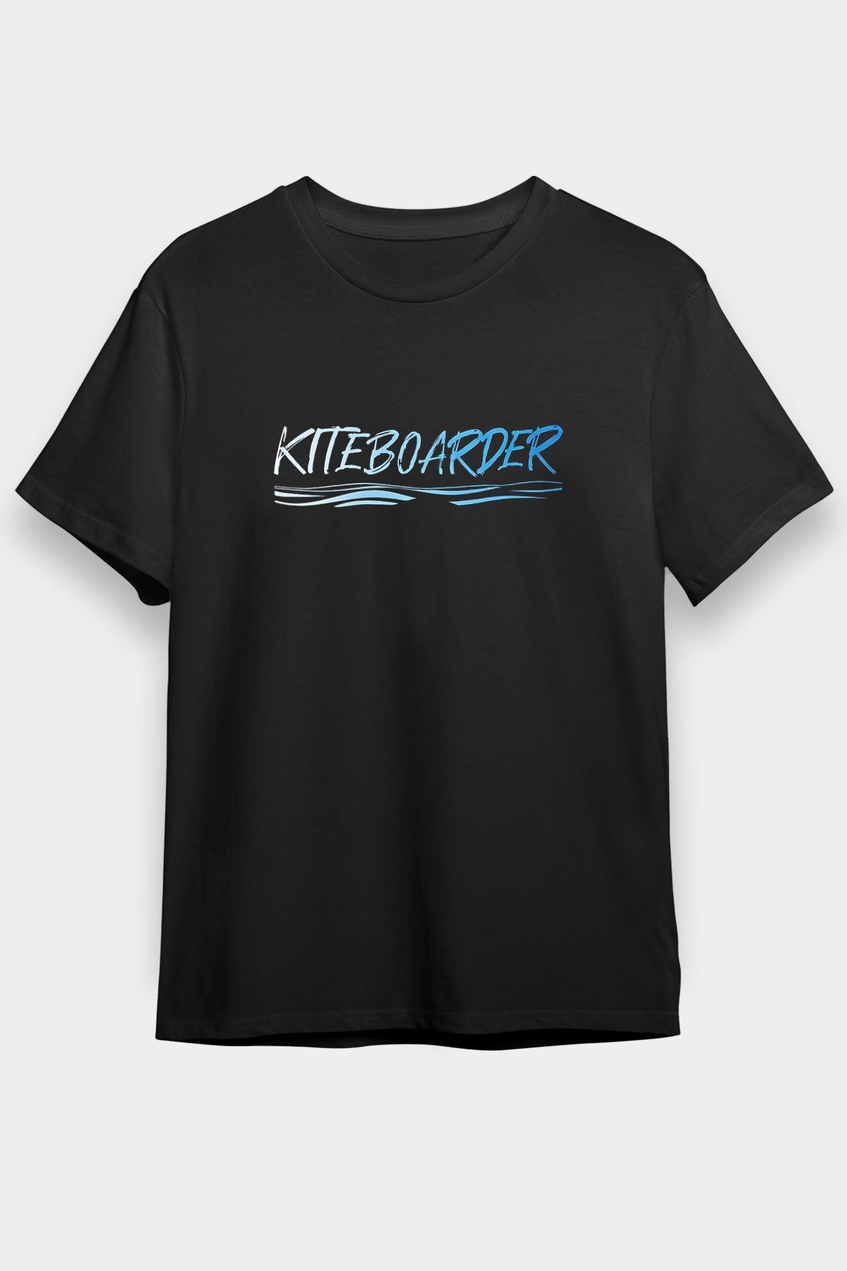 Uçurtma Kayağı - Kite Board Baskılı Unisex Siyah Tişört - Tshirt