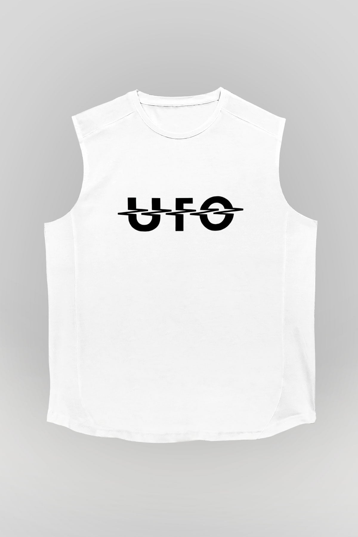 UFO Beyaz Unisex Kolsuz Tişört
