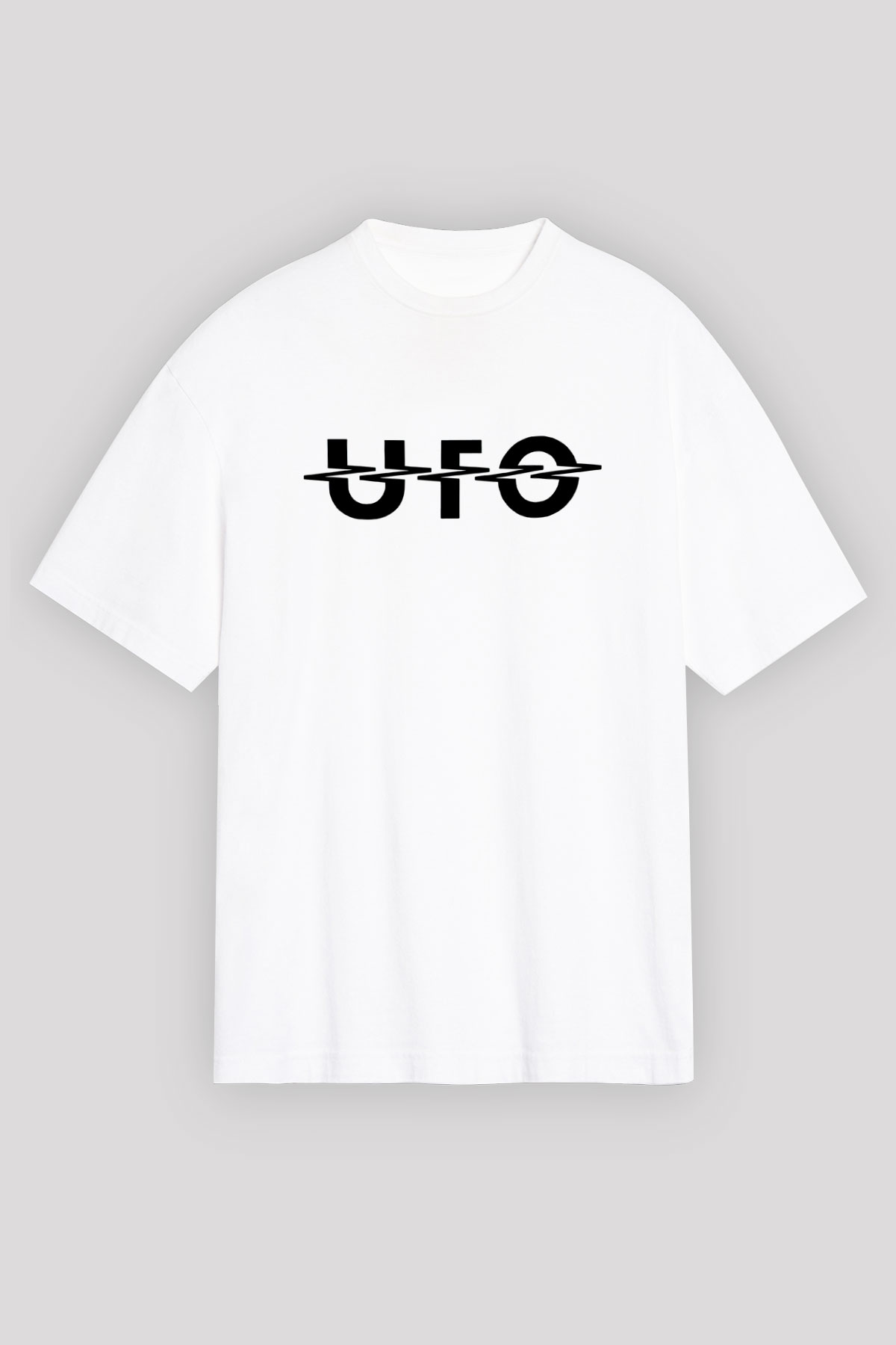 UFO Beyaz Unisex Oversize Tişört T-Shirt