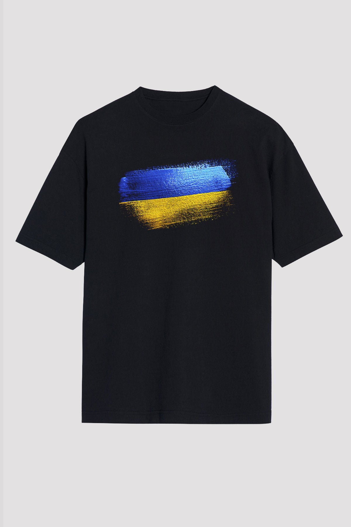 Ukrayna - Ukraine Bayrağı Baskılı Unisex Siyah Oversize Tişört