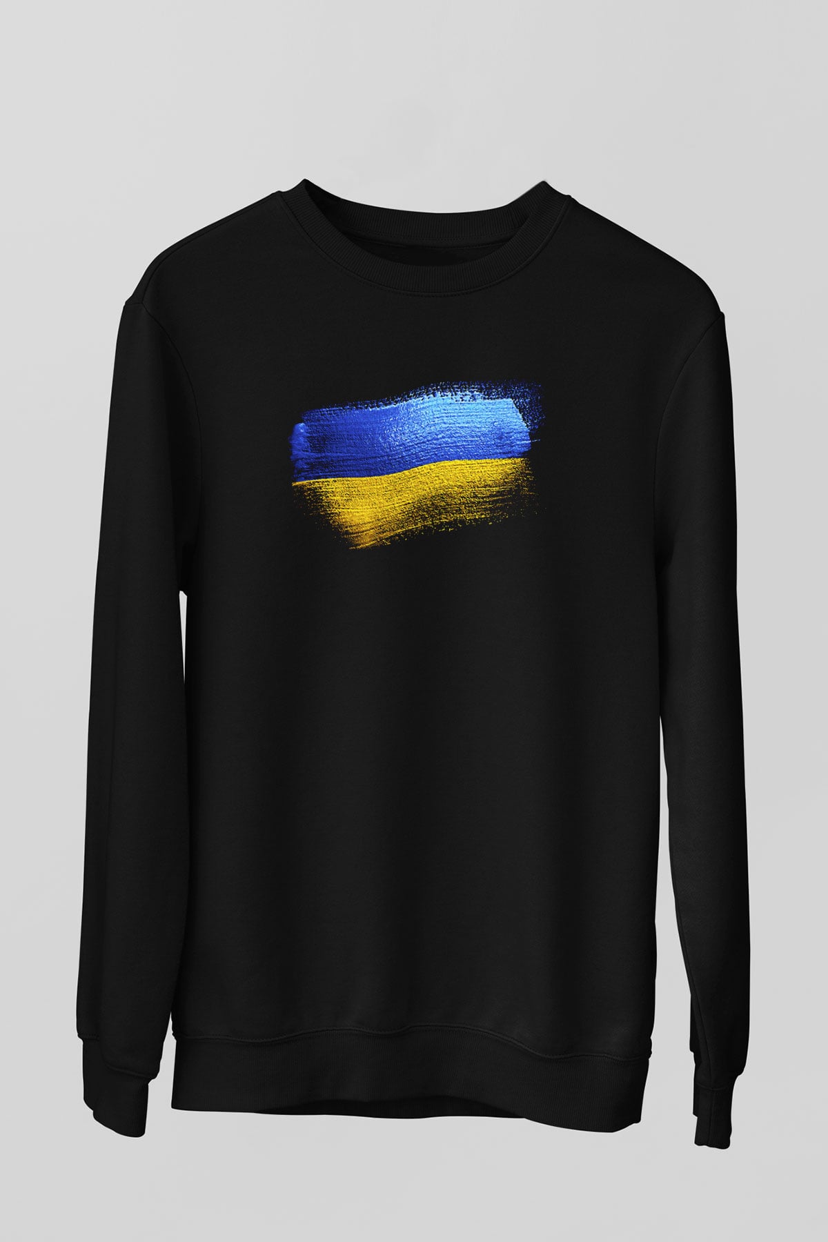 Ukrayna - Ukraine Bayrağı Baskılı Unisex Siyah Sweatshirt