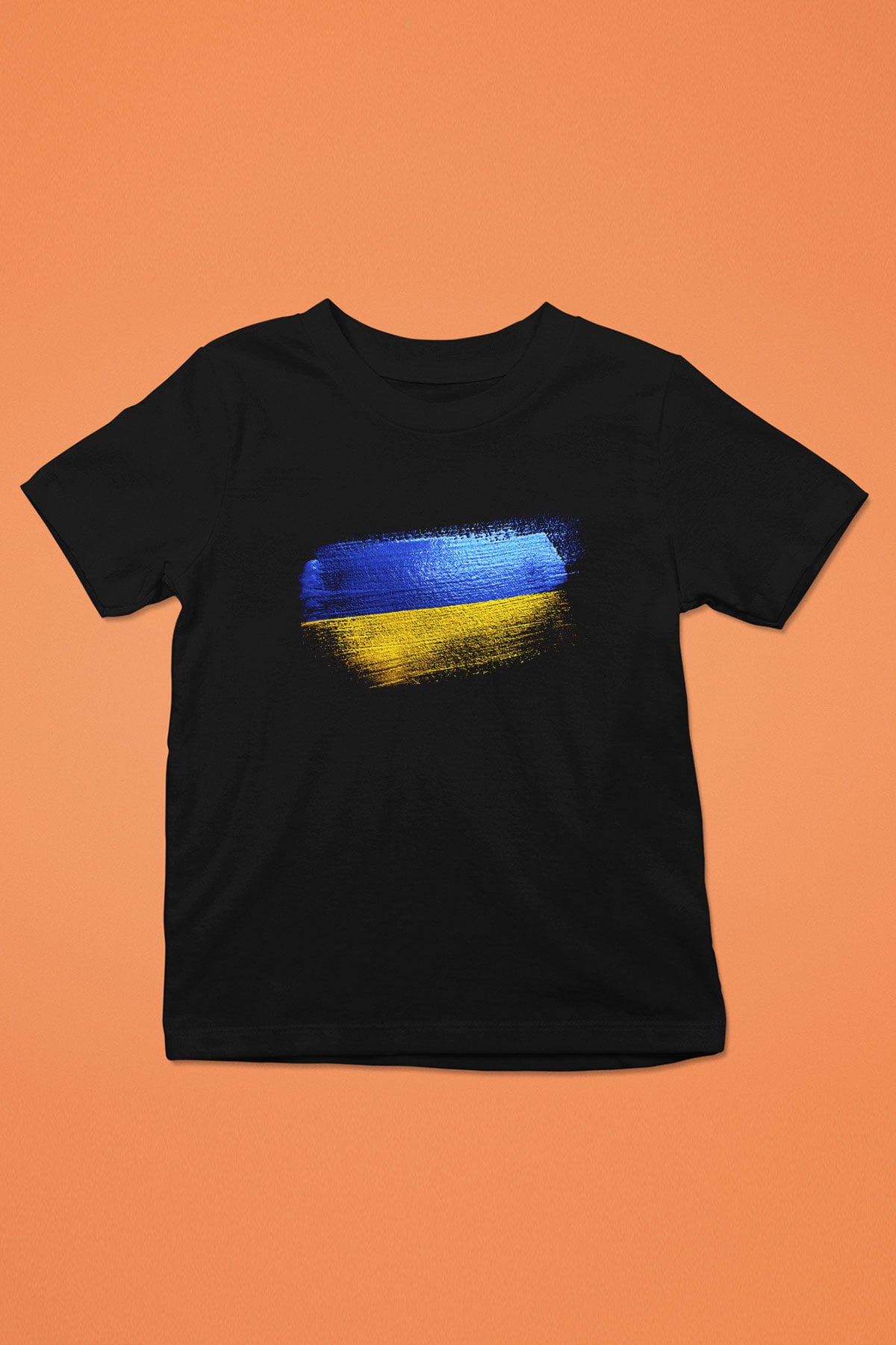 Ukrayna - Ukraine Bayrağı Baskılı Unisex Siyah Çocuk Tişörtü
