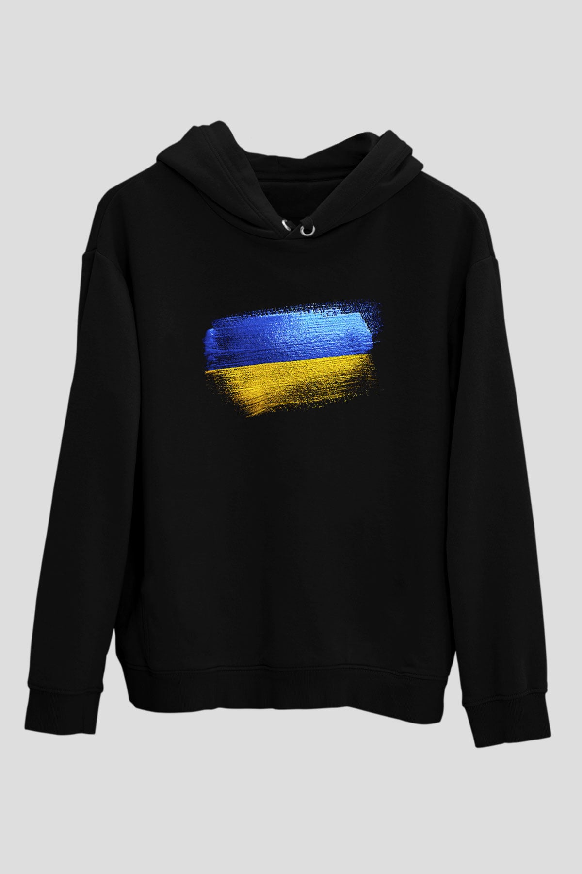 Ukrayna - Ukraine Bayrağı Baskılı Unisex Siyah Kapüşonlu Sweatshirt