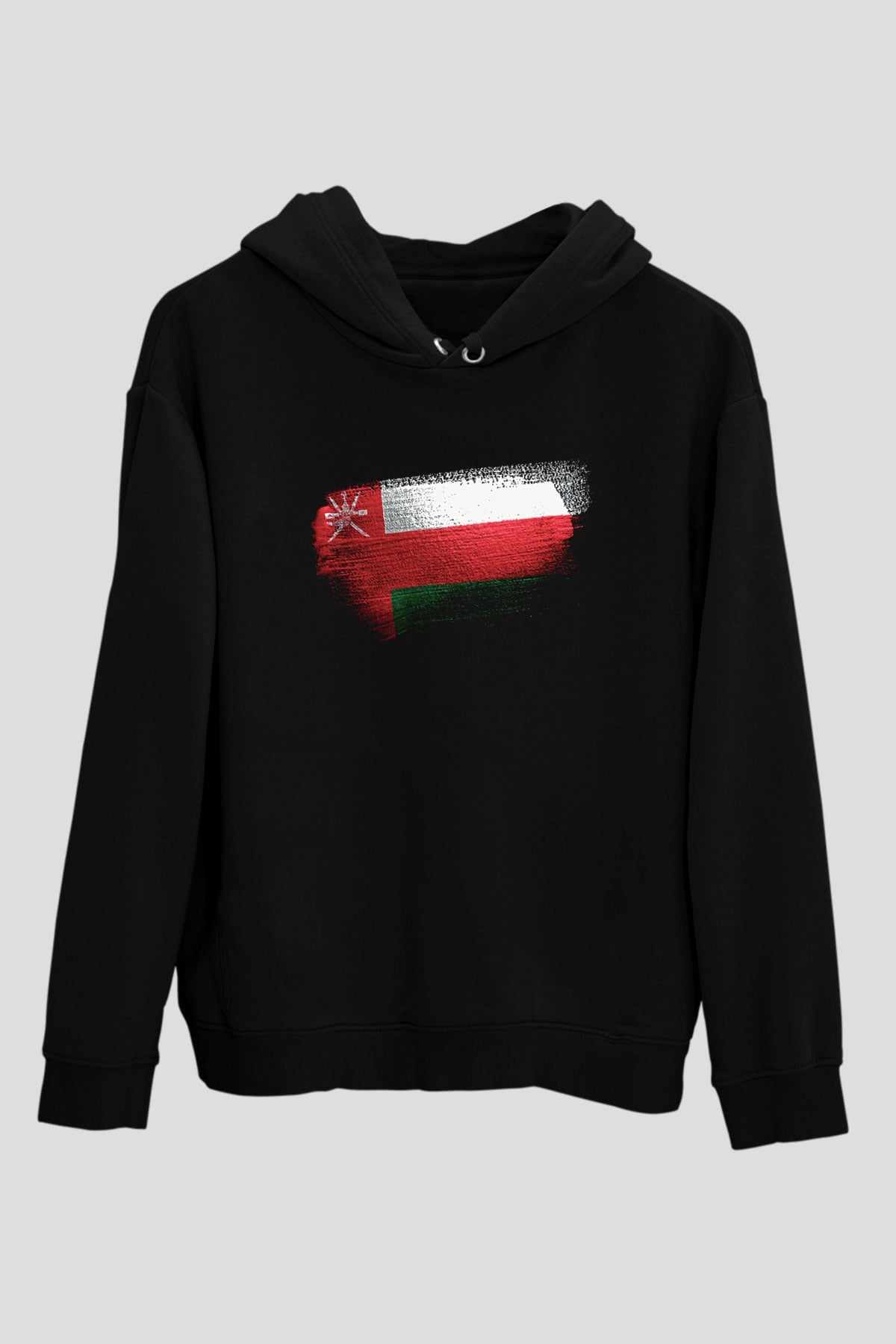 Umman - Oman Bayrağı Baskılı Unisex Siyah Kapüşonlu Sweatshirt