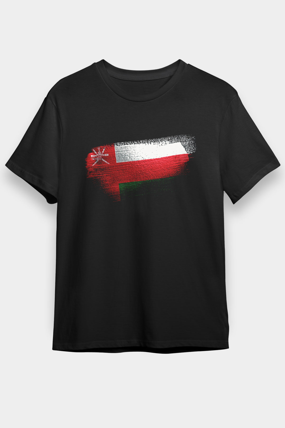 Umman - Oman Bayrağı Baskılı Unisex Siyah Tişört